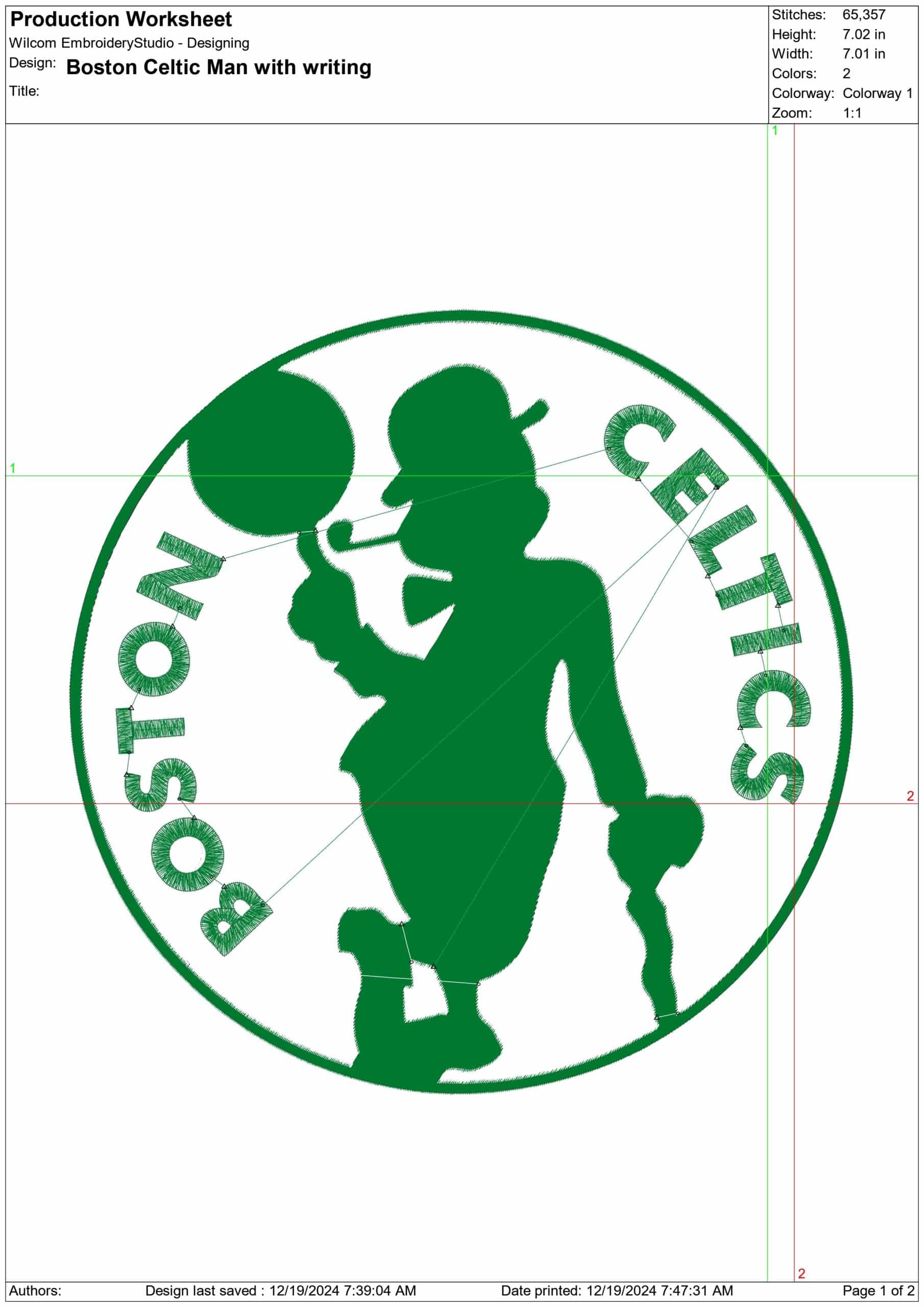 Boston Celtics Man with Writing NBA Logo  embroidery design -TD Garden Arena- embroidery  machine pattern embroidery file - instant download — view 2