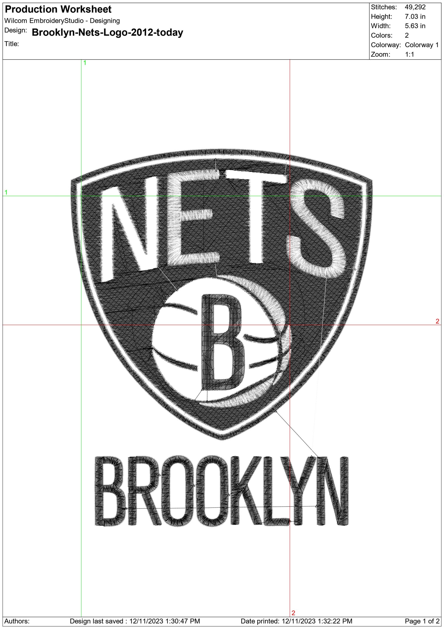 Brooklyn Nets NBA Logo  embroidery design -Barclays Center Arena- embroidery  machine pattern embroidery file - instant download — view 3