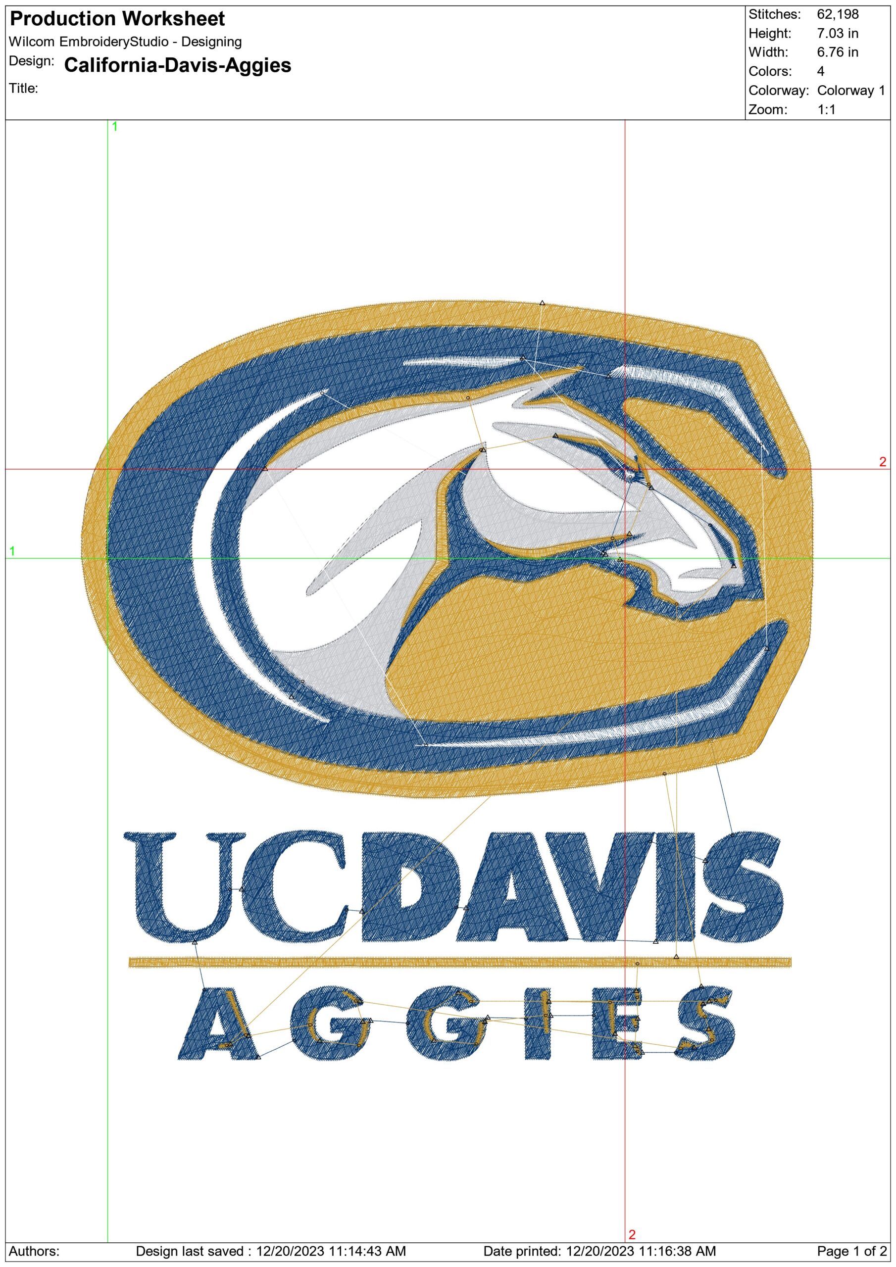 UC Davis Aggies NBA Logo  embroidery design -University Credit Union Center Arena- embroidery  machine pattern embroidery file - instant download — view 3