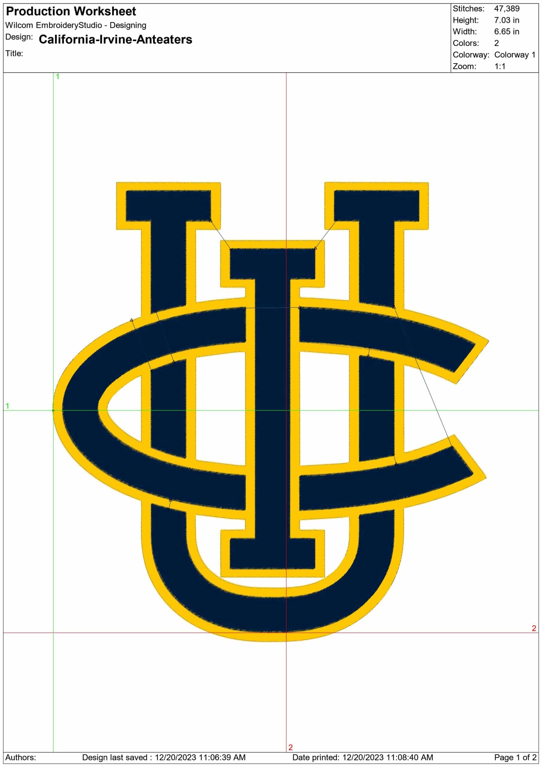 UC Irvine Anteaters NBA Logo  embroidery design -Bren Events Center Arena- embroidery  machine pattern embroidery file - instant download — view 3