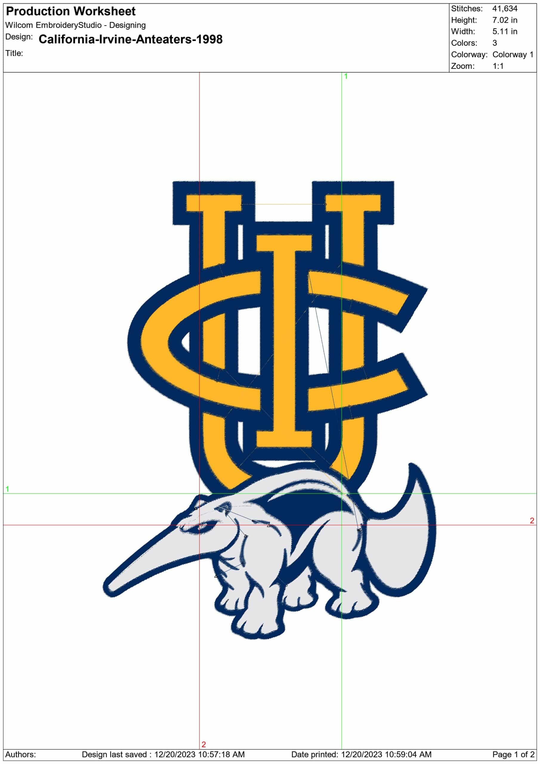 UC Irvine Anteaters 1998 NBA Logo  embroidery design -Bren Events Center Arena- embroidery  machine pattern embroidery file - instant download — view 2