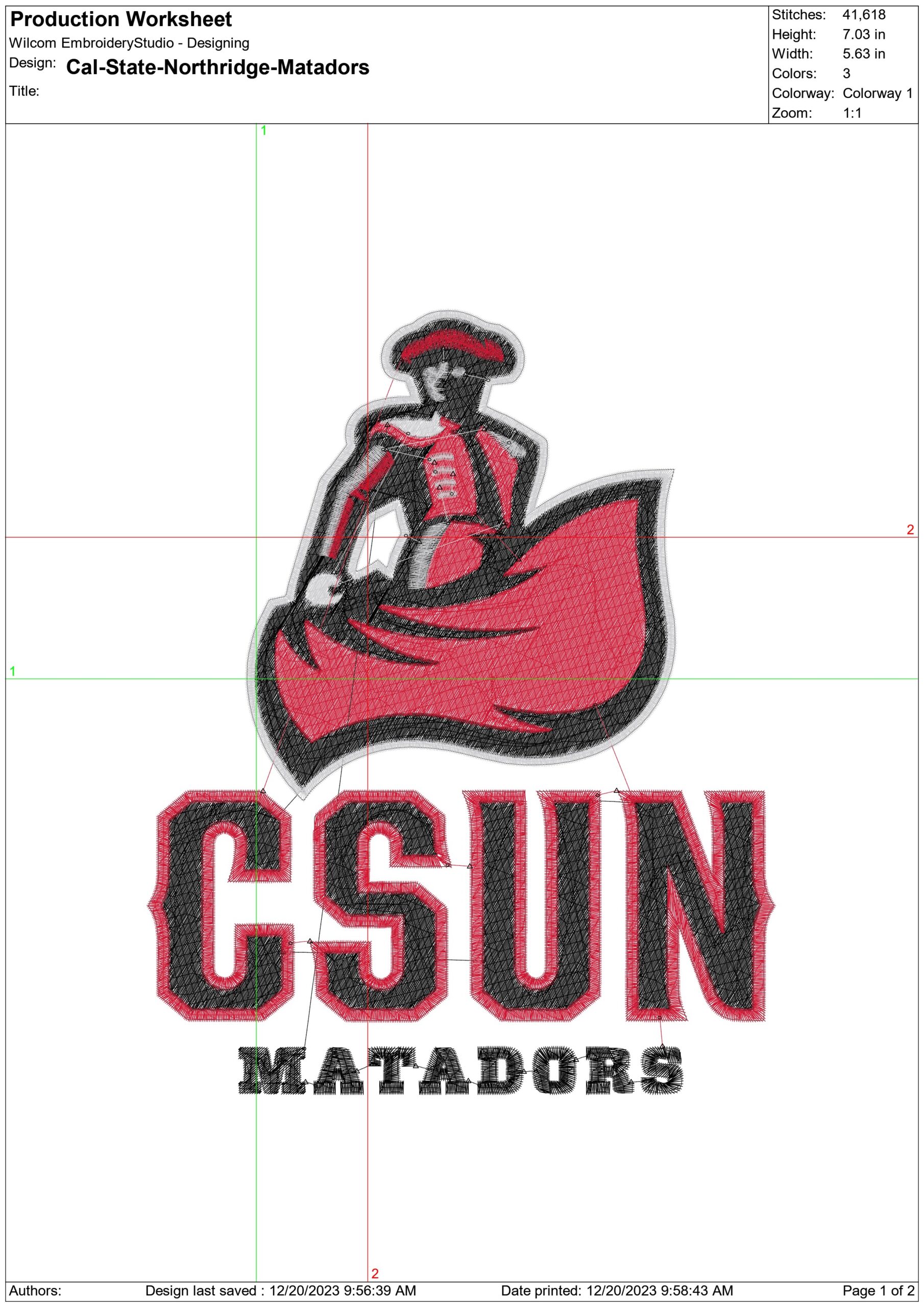 Cal State Northridge Matadors 2000 NBA Logo  embroidery design -Premier America Credit Union Arena- embroidery  machine pattern embroidery file - instant download — view 3