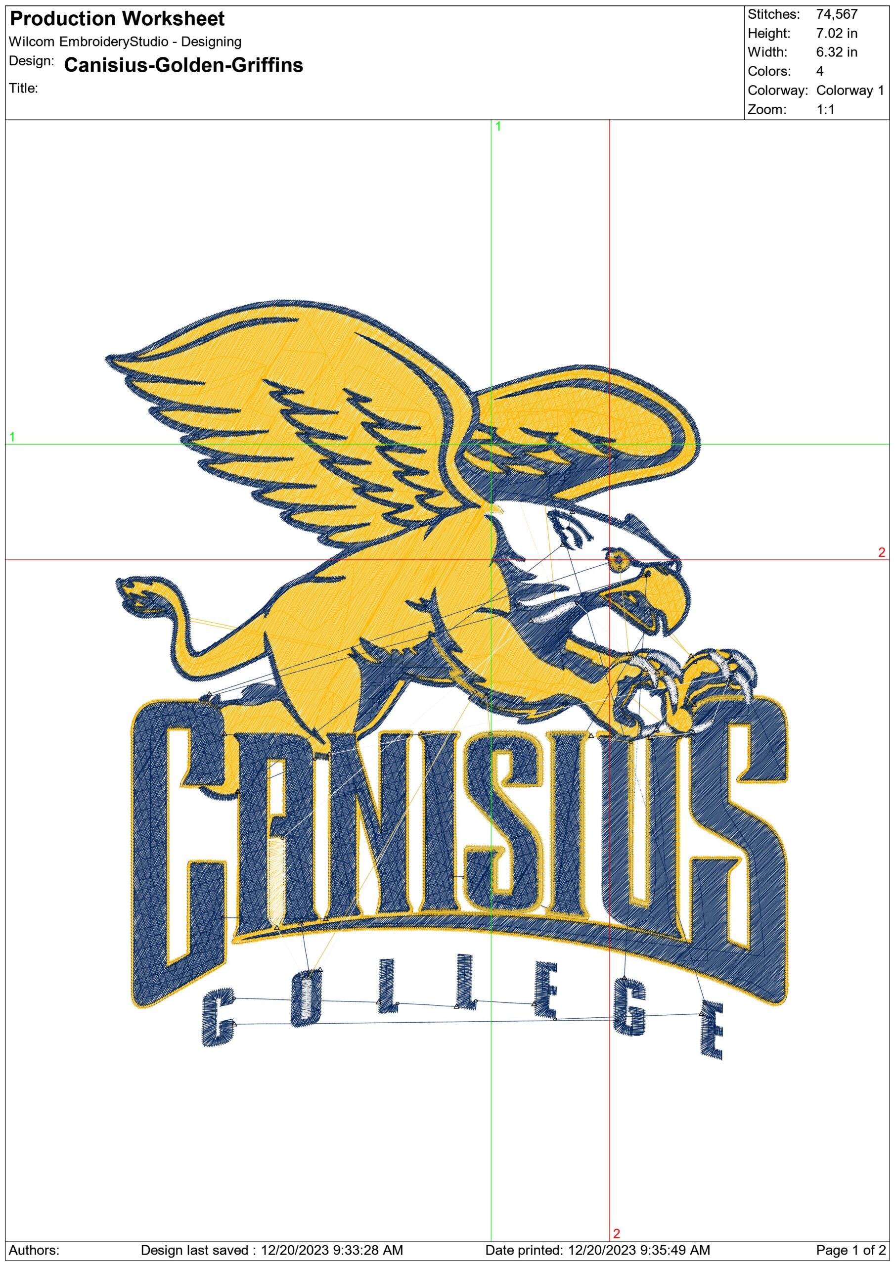 Canisius Golden Griffins NBA Logo  embroidery design -Koessler Athletic Center Arena- embroidery  machine pattern embroidery file - instant download — view 3