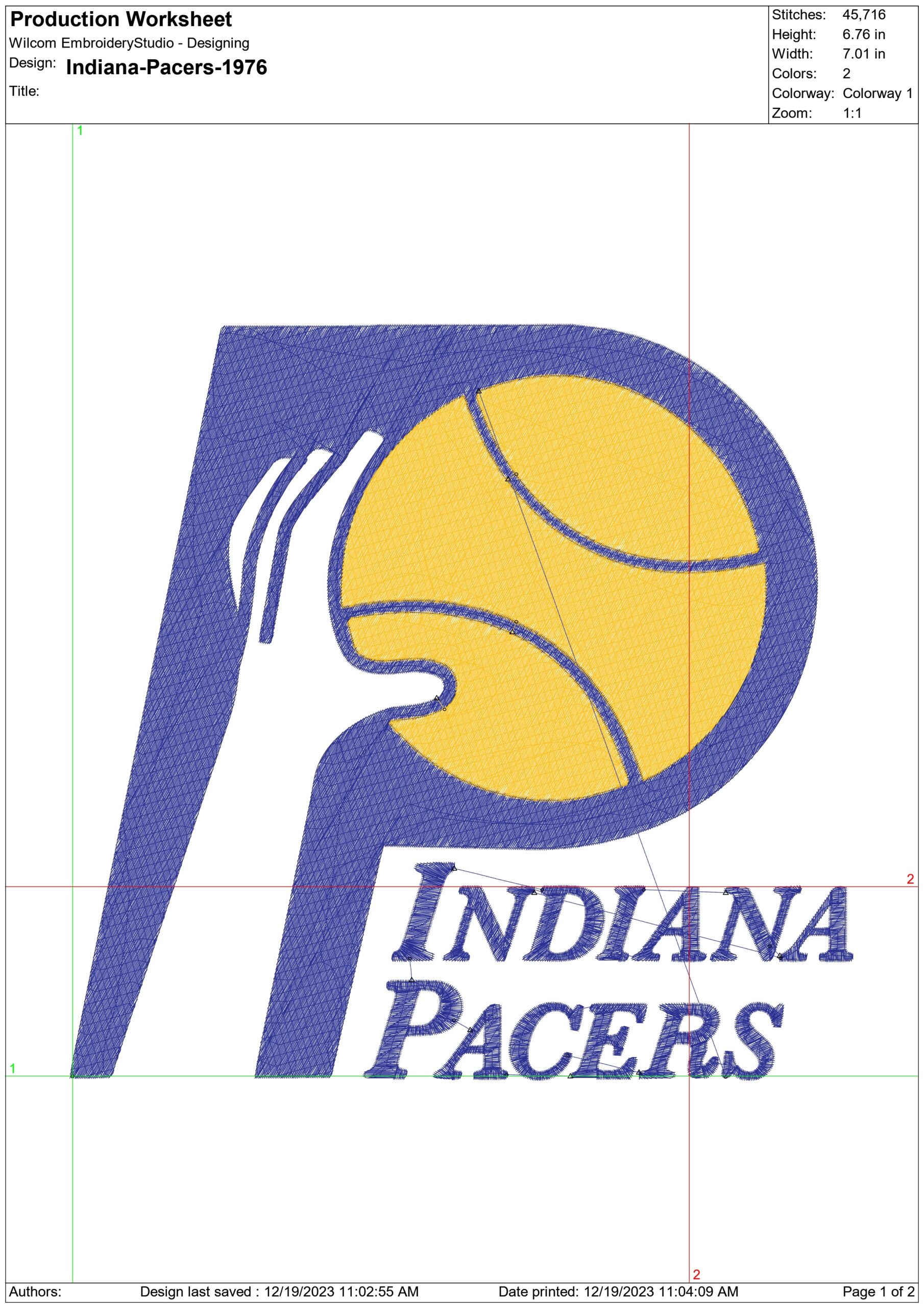 Indiana Pacers 1976 NBA Logo  embroidery design -Gainbridge Fieldhouse Arena- embroidery  machine pattern embroidery file - instant download — view 3