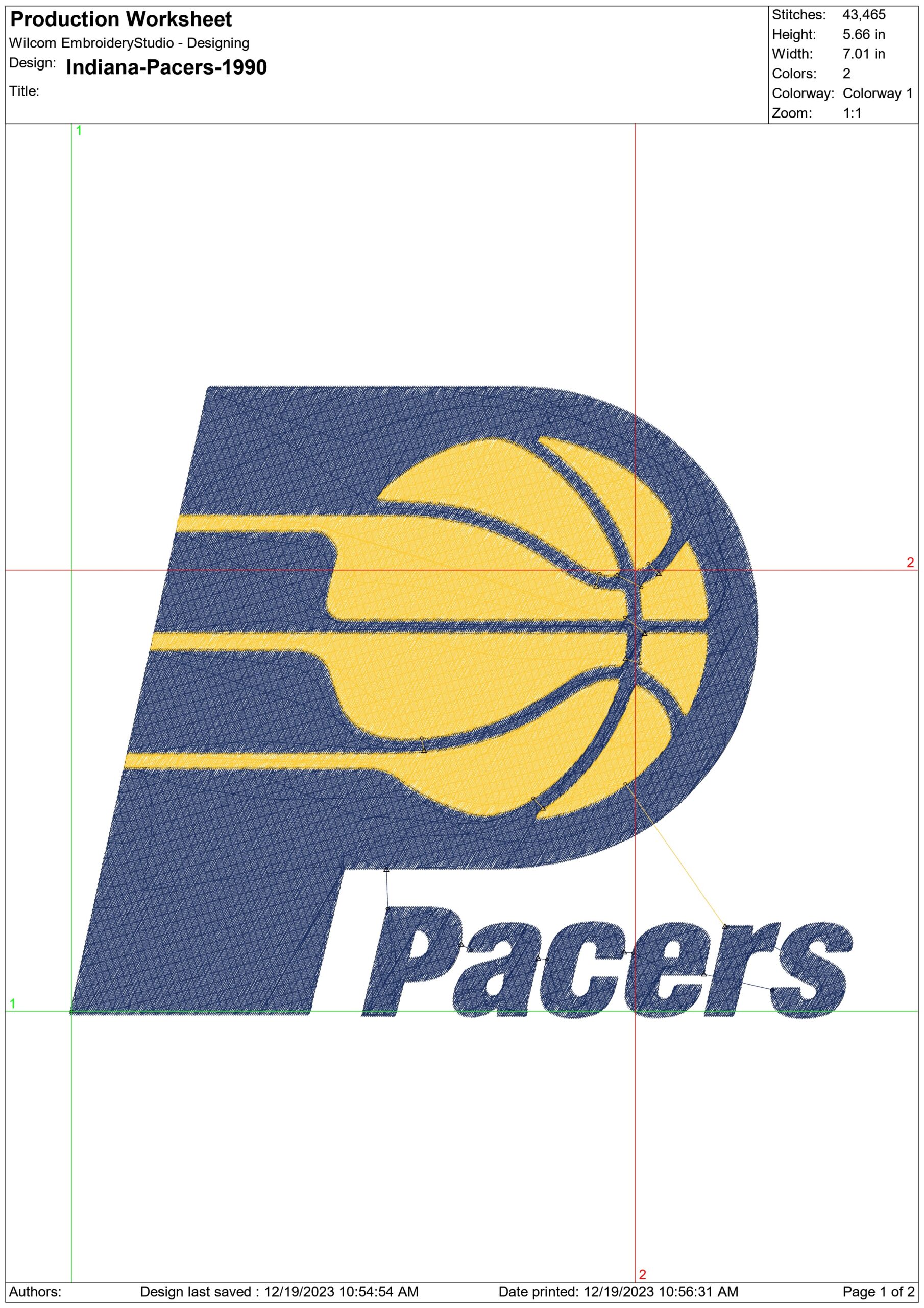 Indiana Pacers 1990 NBA Logo  embroidery design -Gainbridge Fieldhouse Arena- embroidery  machine pattern embroidery file - instant download — view 3