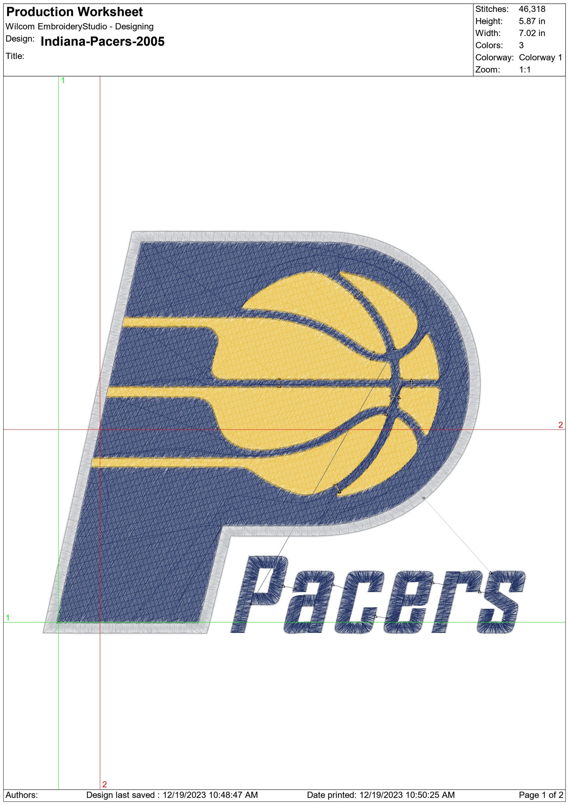 Indiana Pacers 2005 NBA Logo  embroidery design -Gainbridge Fieldhouse Arena- embroidery  machine pattern embroidery file - instant download — view 3