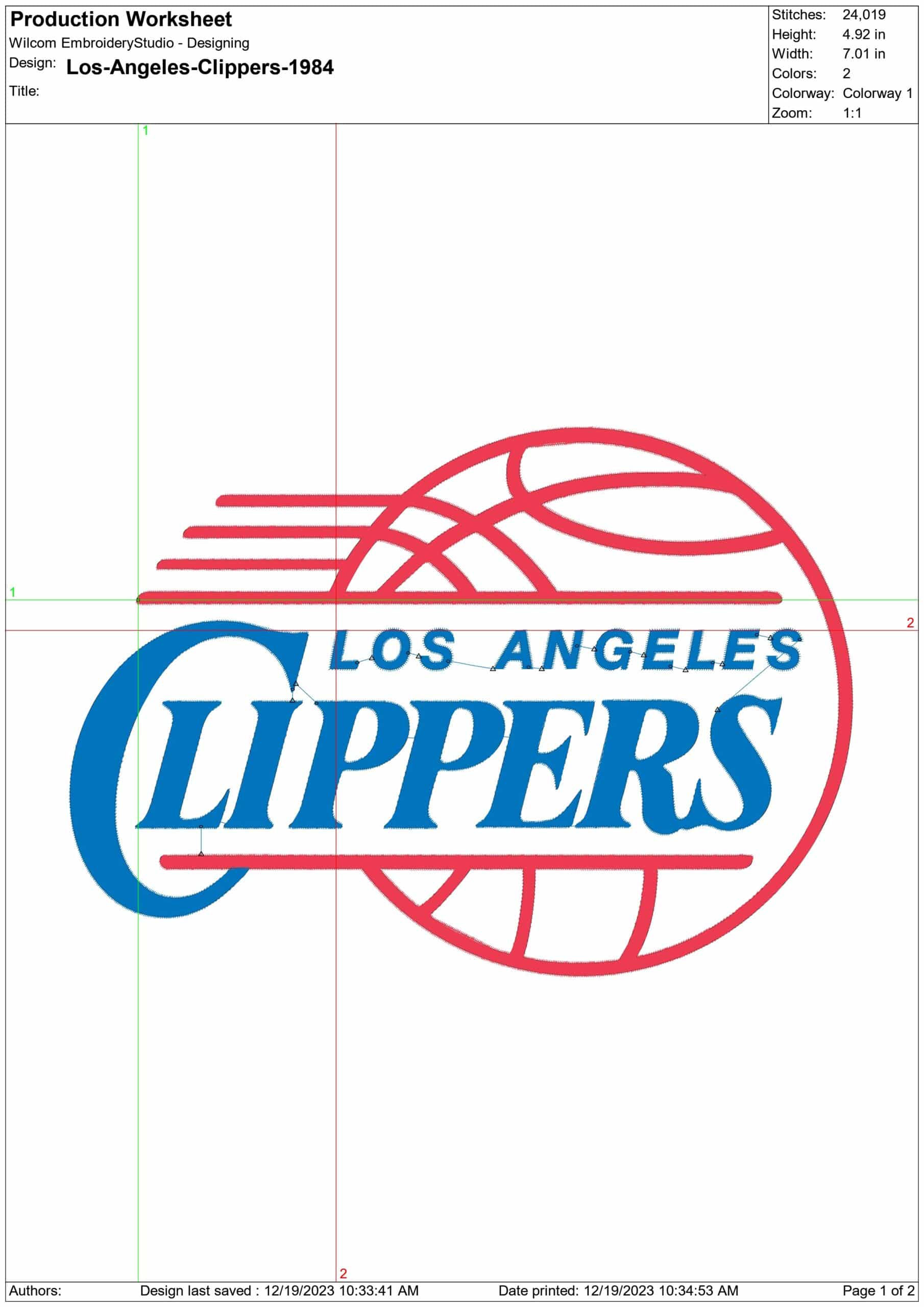 Los Angeles Clippers 1984 NBA Logo  embroidery design -Crypto.com Arena- embroidery  machine pattern embroidery file - instant download — view 3
