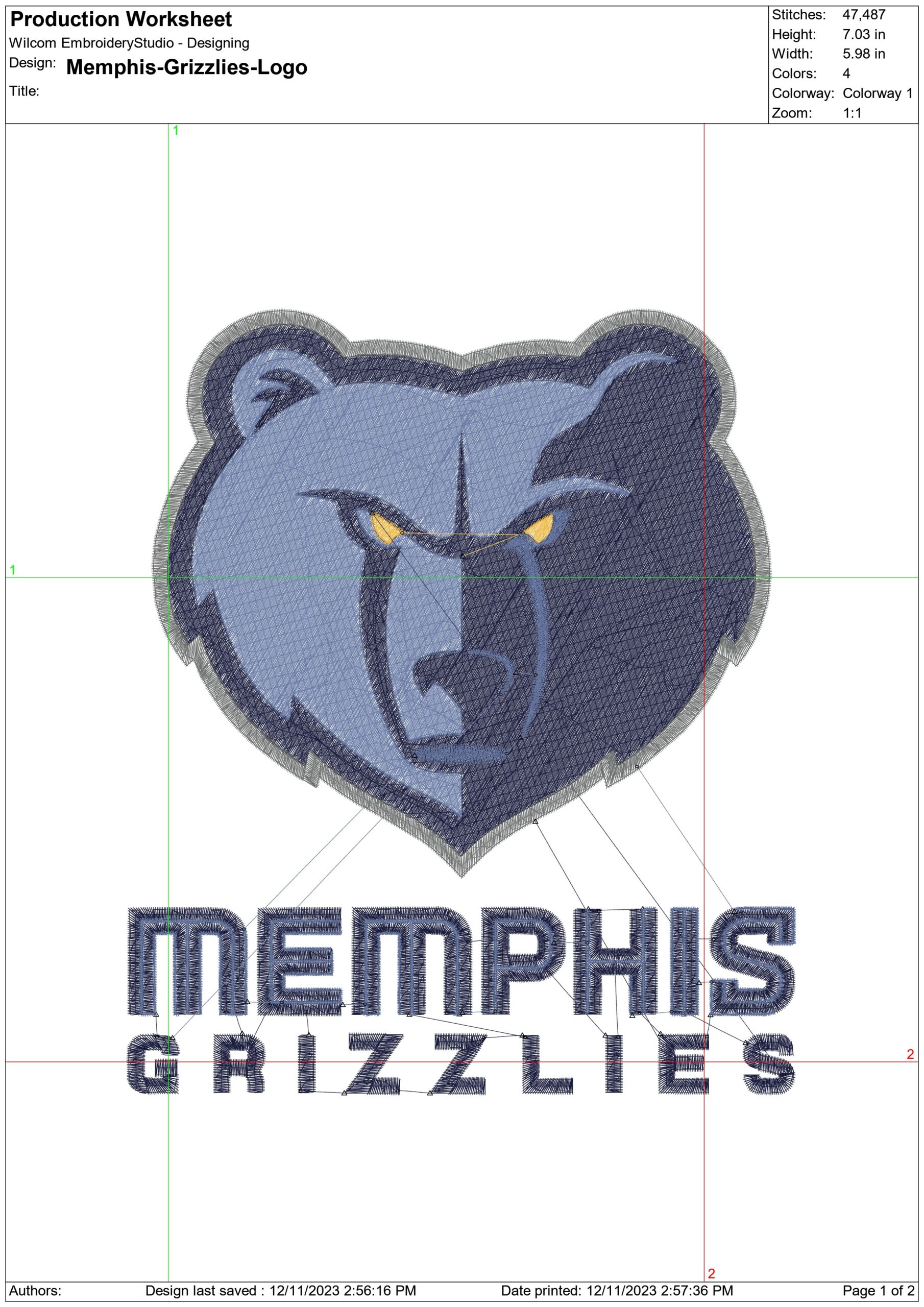 Memphis Grizzlies NBA Logo  embroidery design -FedExForum Arena- embroidery  machine pattern embroidery file - instant download — view 3