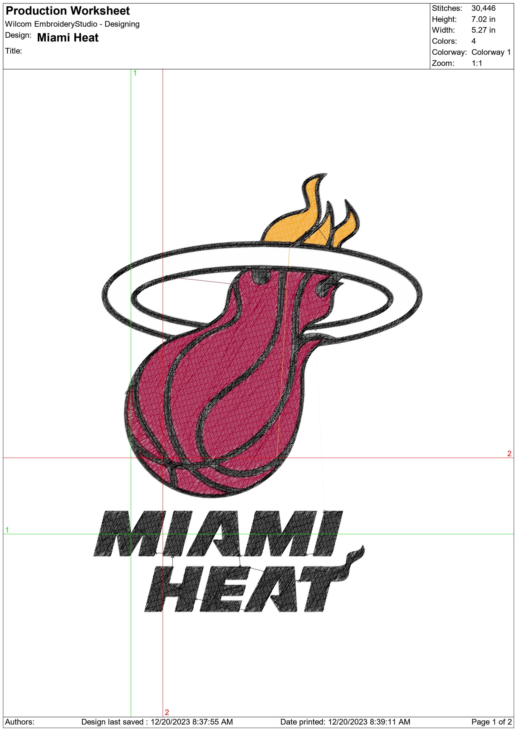 Miami Heat NBA Logo  embroidery design -Kaseya Center Arena- embroidery  machine pattern embroidery file - instant download — view 3
