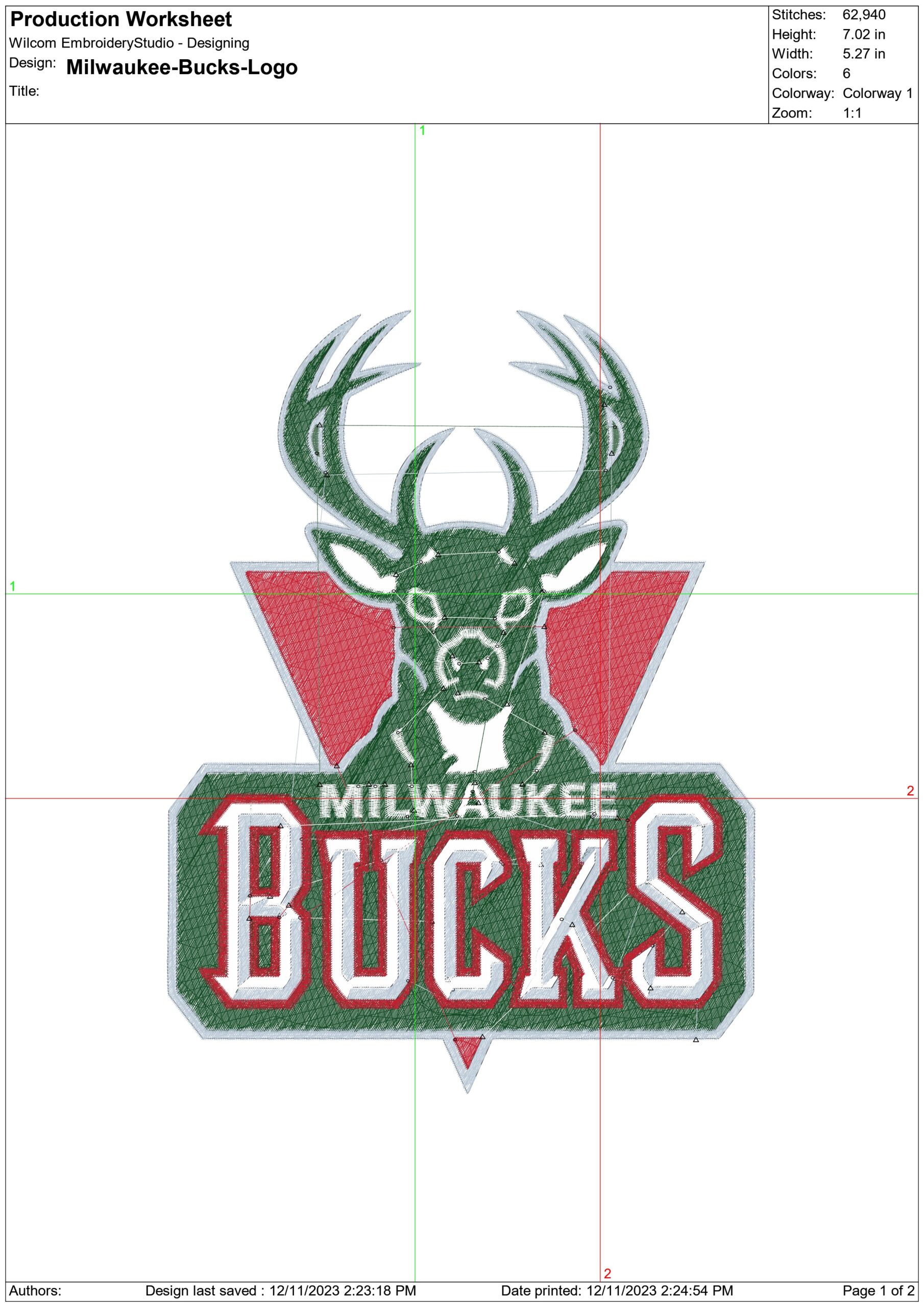 Milwaukee Bucks NBA Logo  embroidery design -Fiserv Forum Arena- embroidery  machine pattern embroidery file - instant download — view 3