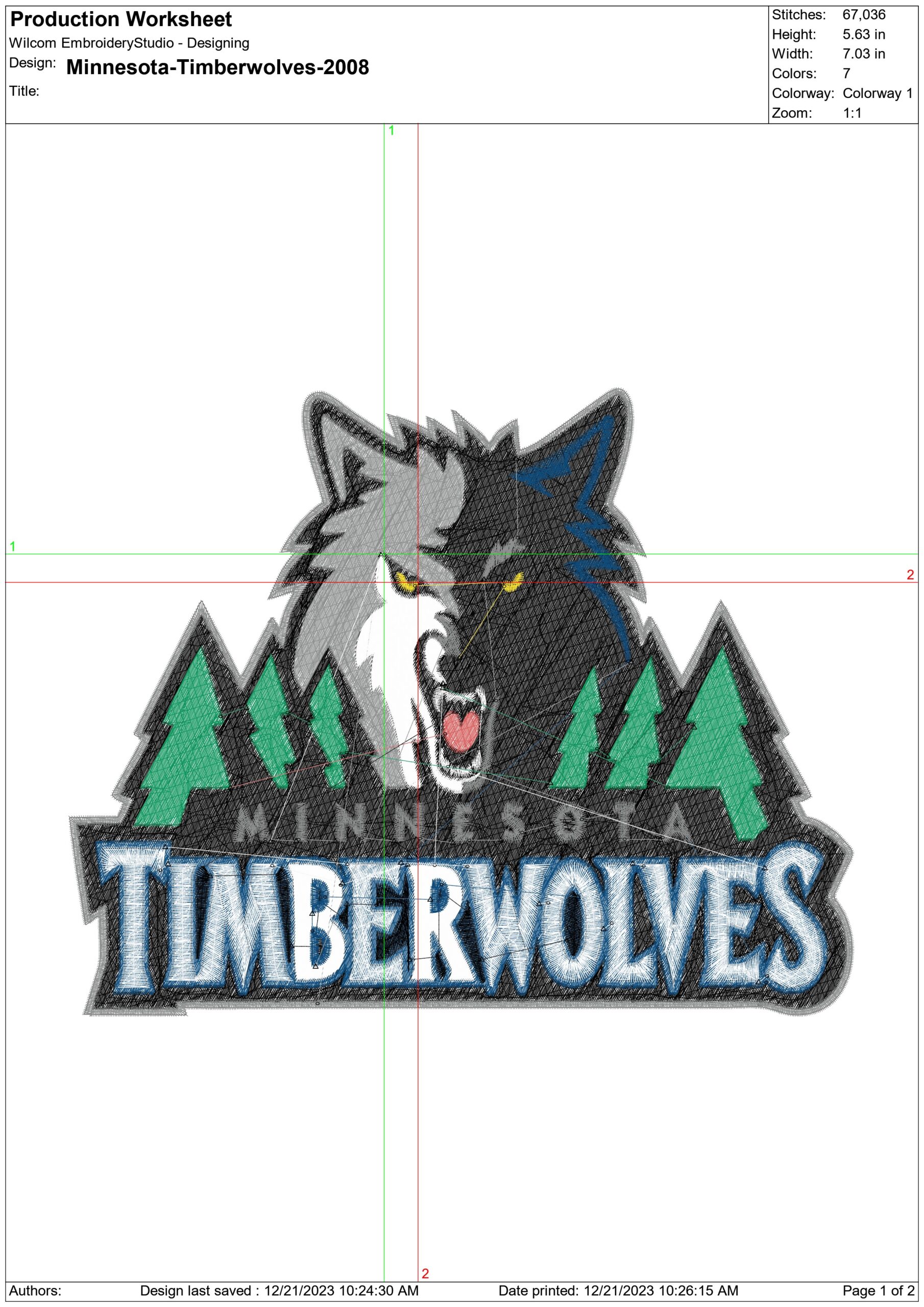 Minnesota Timberwolves 2008 NBA Logo  embroidery design -Target Center Arena- embroidery  machine pattern embroidery file - instant download — view 3
