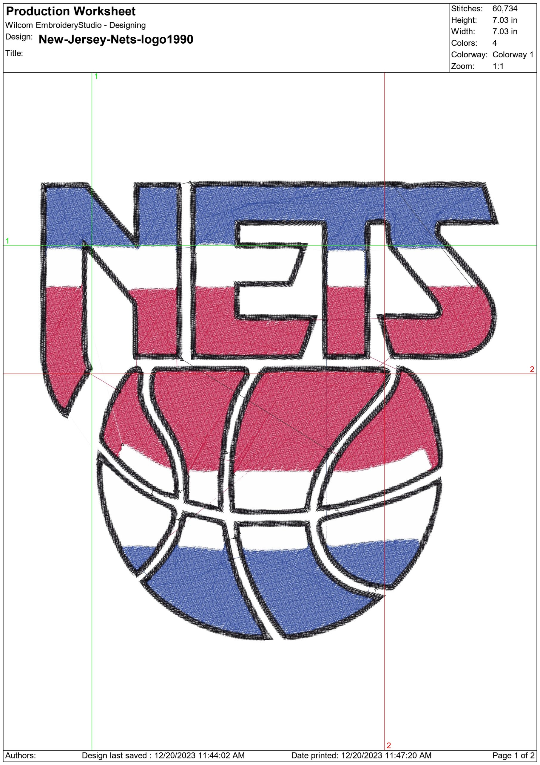 New Jersey Nets 1990-1997 NBA Logo  embroidery design -Barclays Center Arena- embroidery  machine pattern embroidery file - instant download — view 3