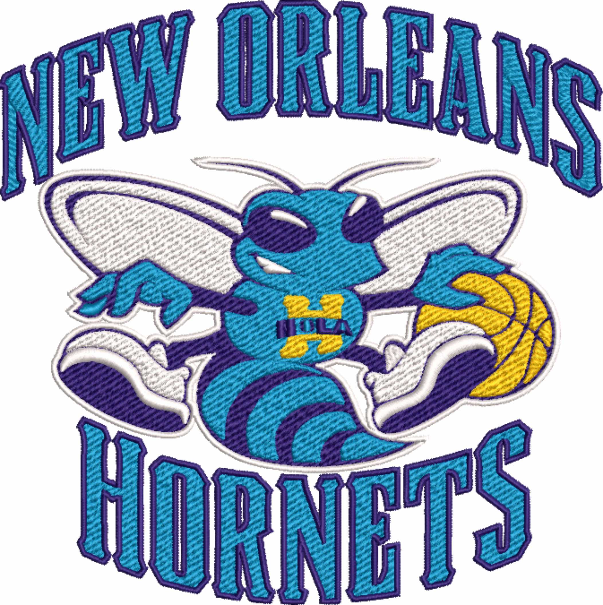 New Orleans Hornets 2008 NBA Logo  embroidery design -Smoothie King Center Arena- embroidery  machine pattern embroidery file - instant download — view 2