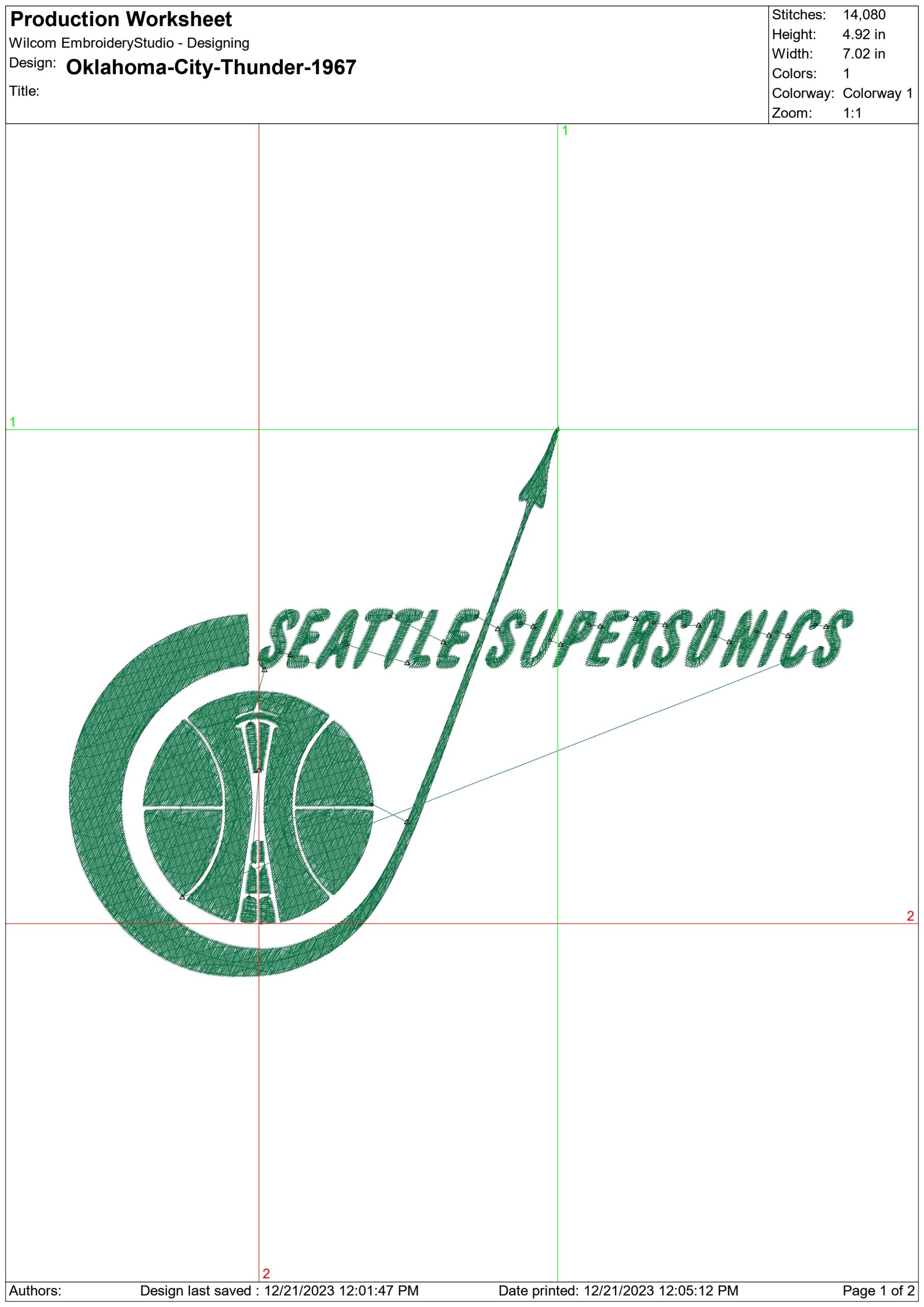 Oklahoma City Thunder 1967 NBA Logo  embroidery design -Paycom Center Arena- embroidery  machine pattern embroidery file - instant download — view 3