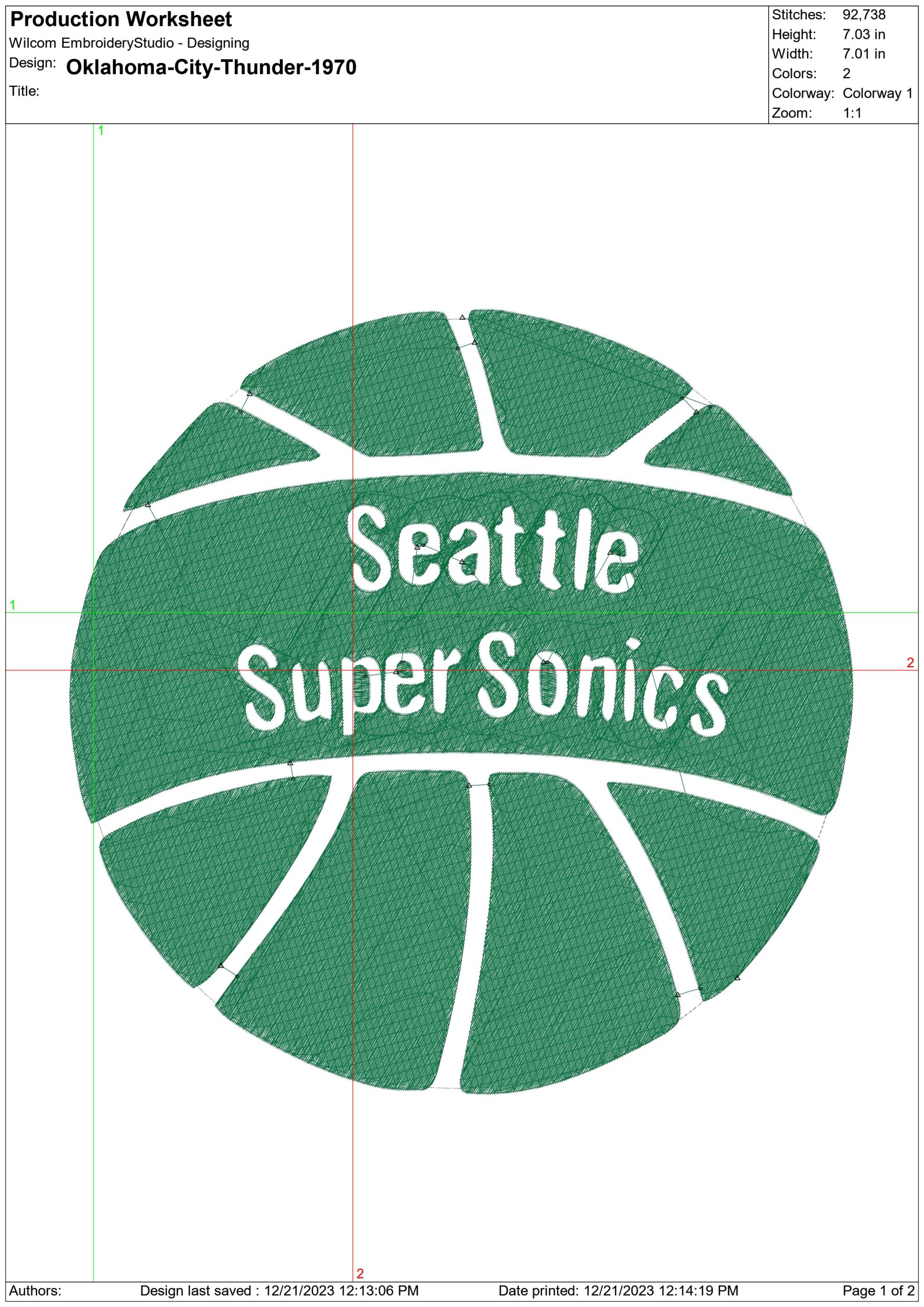 Oklahoma City Thunder 1970 NBA Logo  embroidery design -Paycom Center Arena- embroidery  machine pattern embroidery file - instant download — view 3