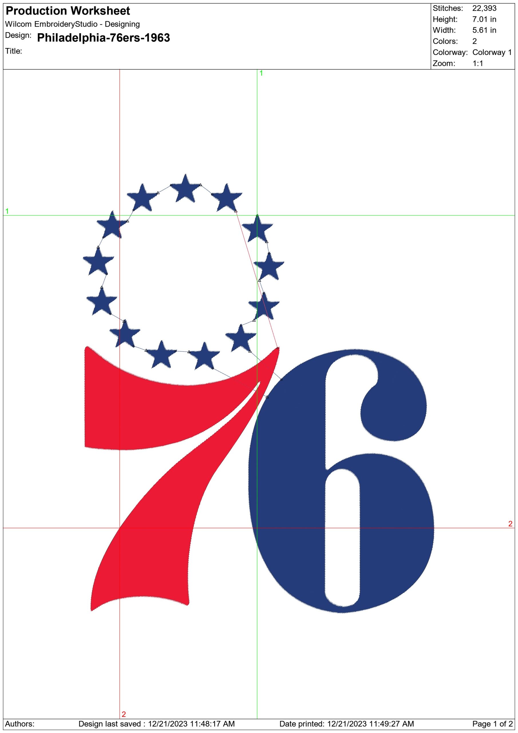 Philadelphia 76ers 1963 NBA Logo  embroidery design -Wells Fargo Center Arena- embroidery  machine pattern embroidery file - instant download — view 3