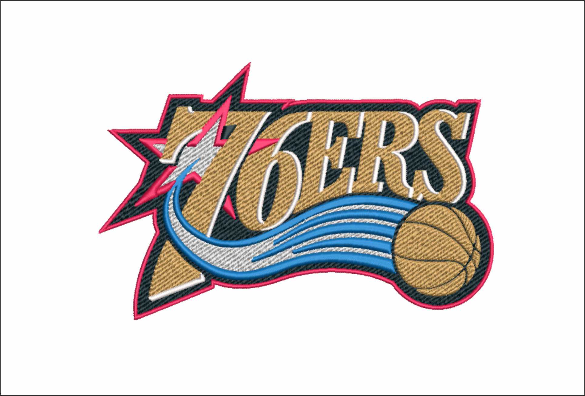 Philadelphia 76ers 1997 NBA Logo  embroidery design -Wells Fargo Center Arena- embroidery  machine pattern embroidery file - instant download
