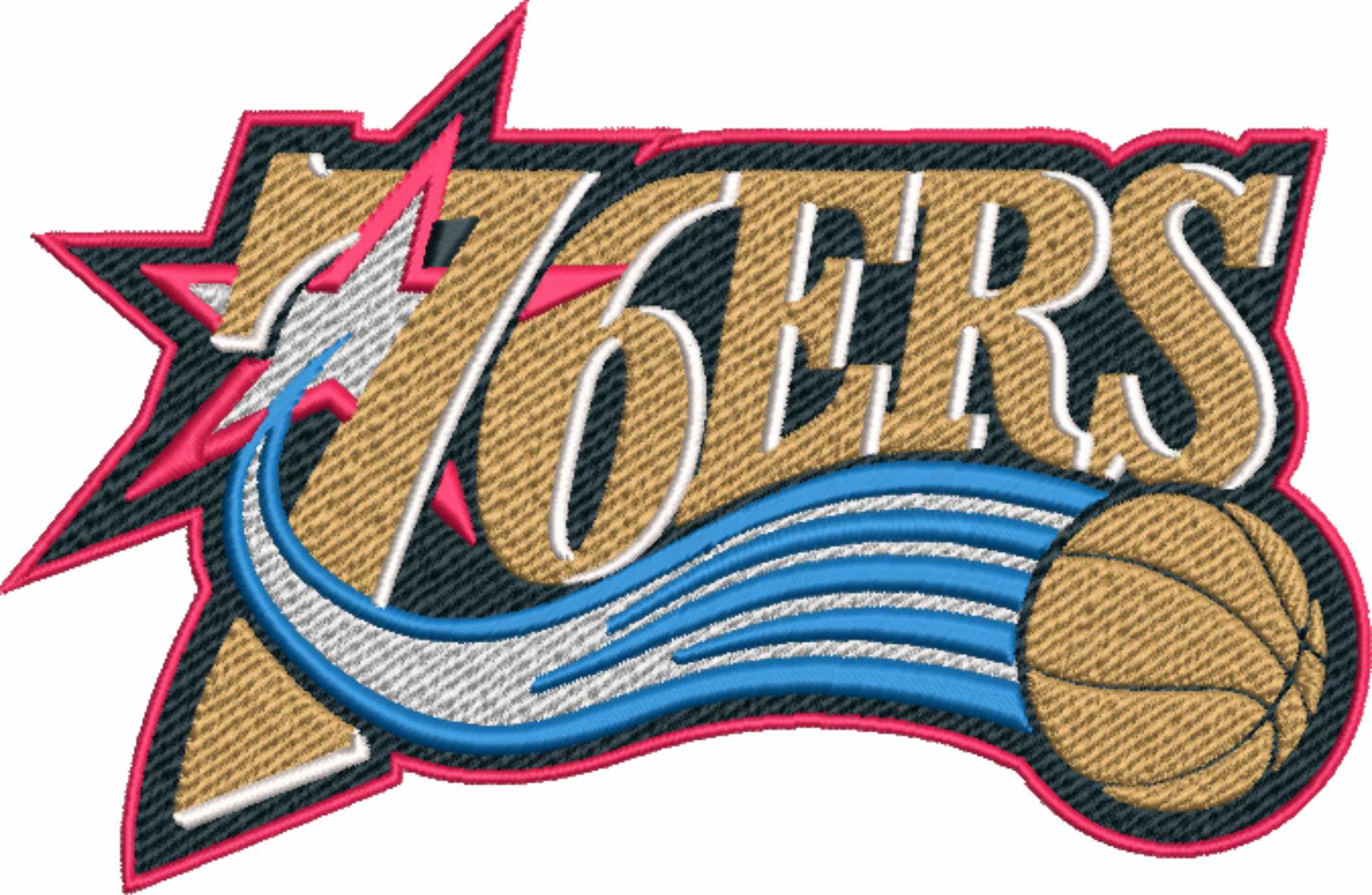 Philadelphia 76ers 1997 NBA Logo  embroidery design -Wells Fargo Center Arena- embroidery  machine pattern embroidery file - instant download — view 2