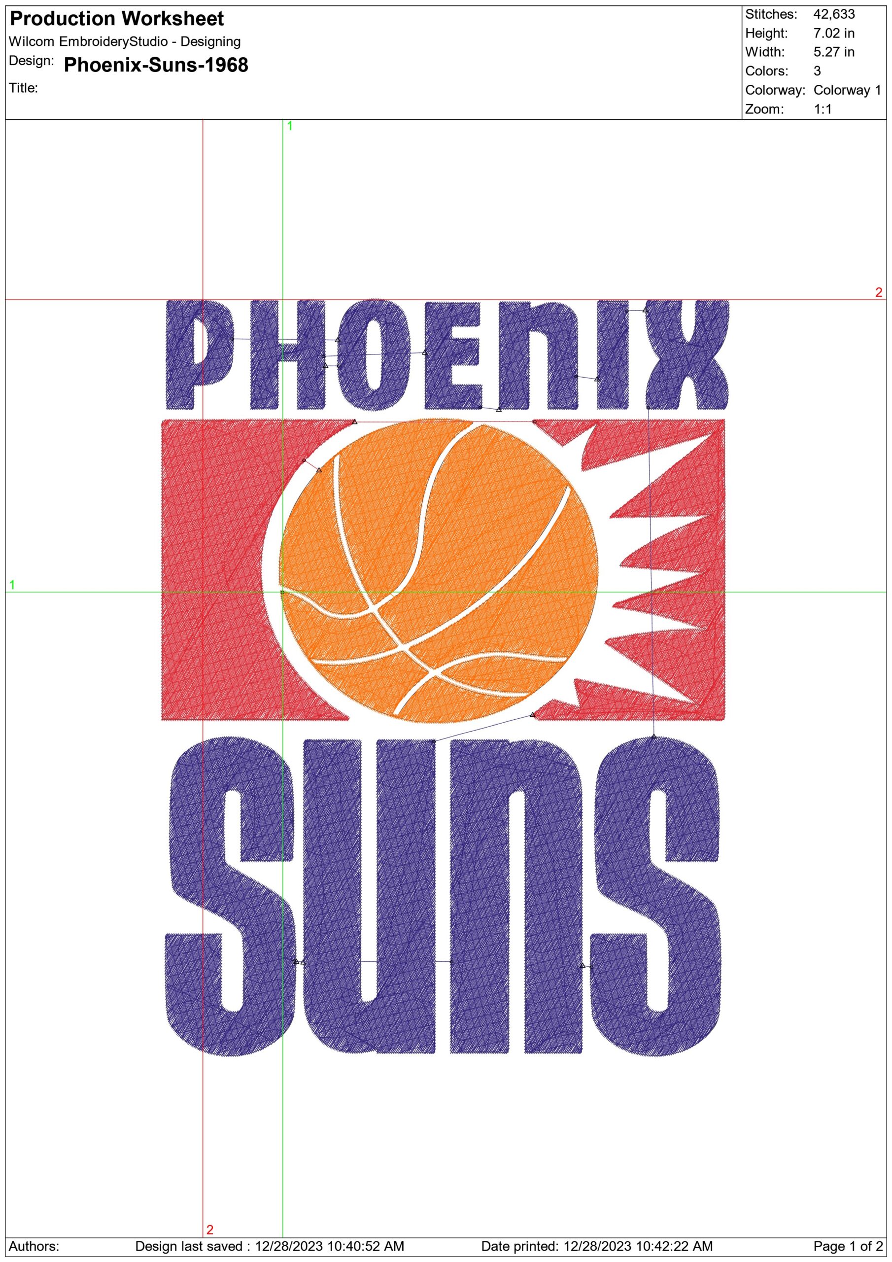 Phoenix Suns 1968 NBA Logo  embroidery design -Footprint Center Arena- embroidery  machine pattern embroidery file - instant download — view 3