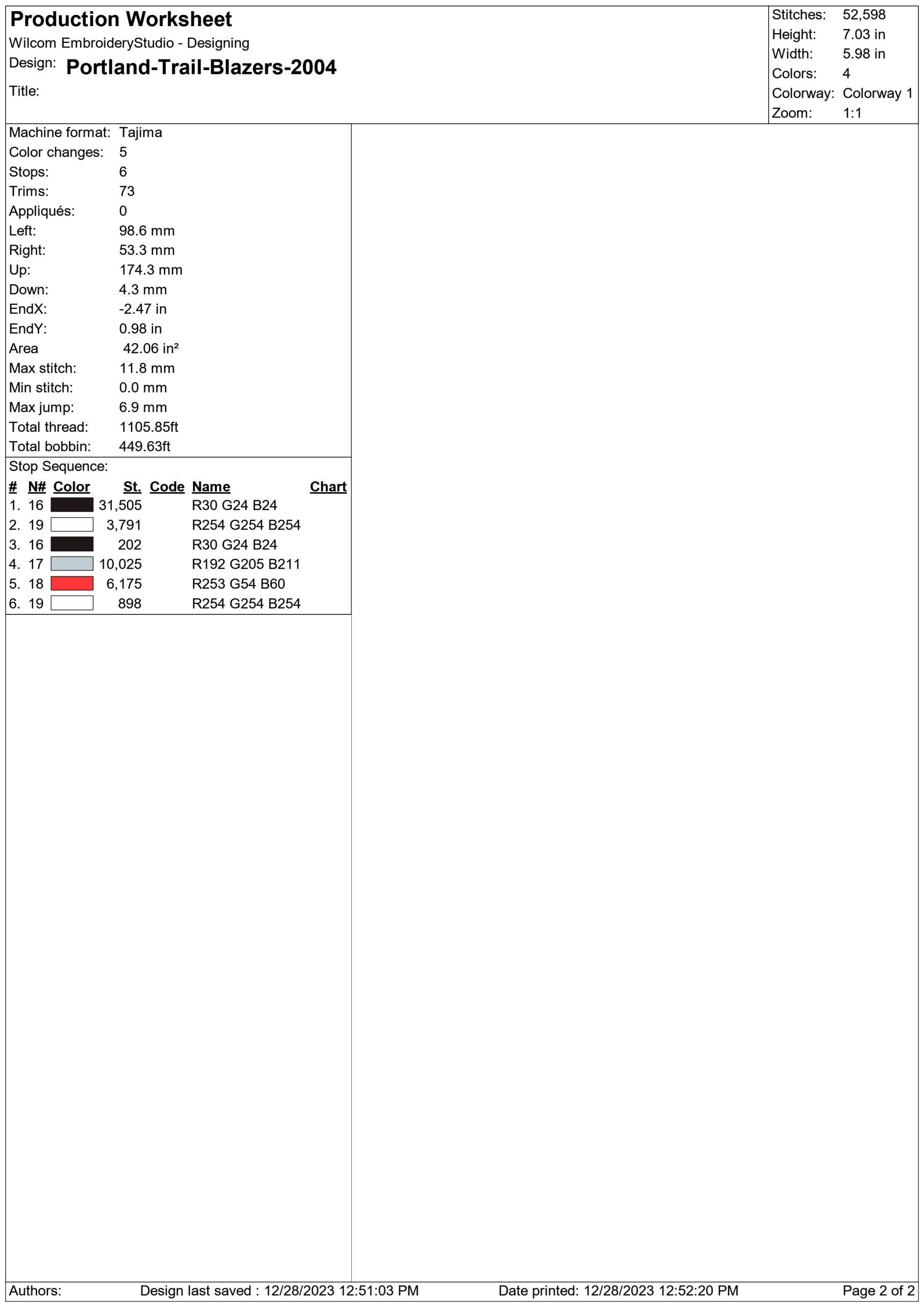 Portland Trail Blazers 2004 NBA Logo  embroidery design -Moda Center Arena- embroidery  machine pattern embroidery file - instant download — view 4