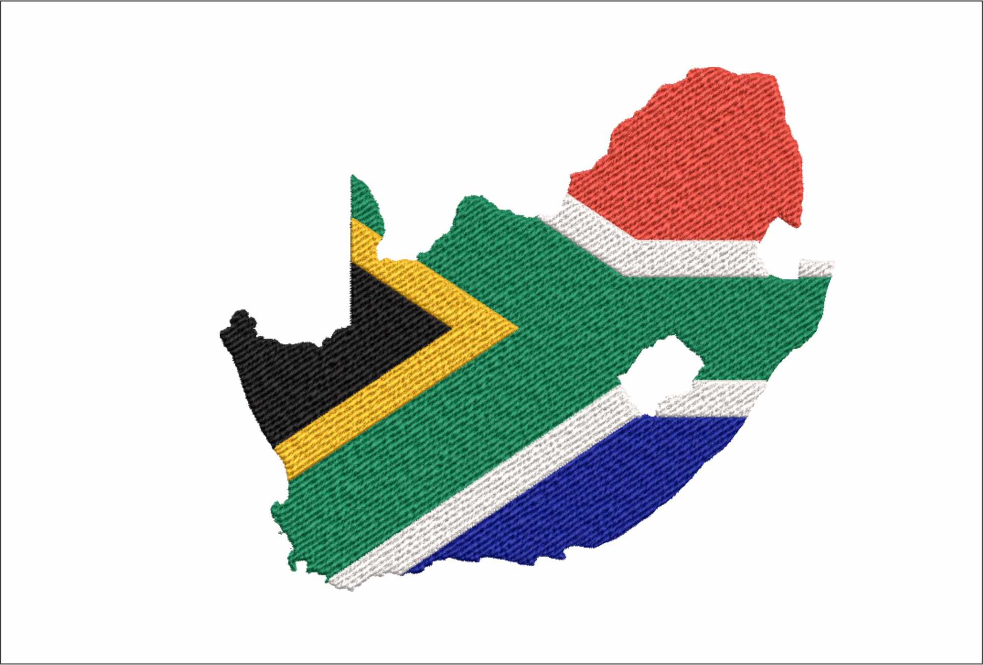 South African Flag in countries outline, National Map Flag, Mineral Wealth, red, white, blue, gold, green, black, machine pattern embroidery file - instant download