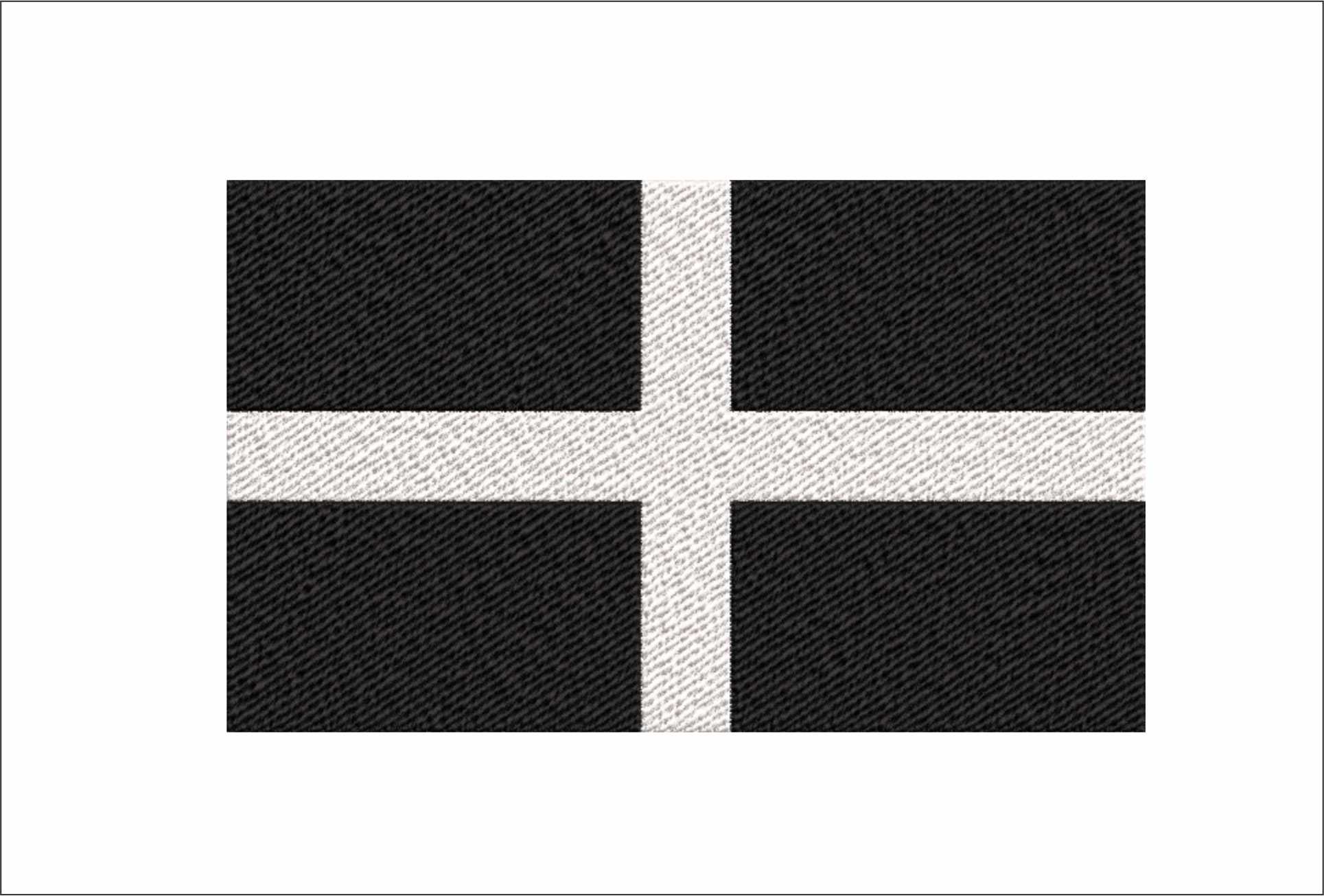 Cornwall Flag Black and White Embroidery Design - Instant Download