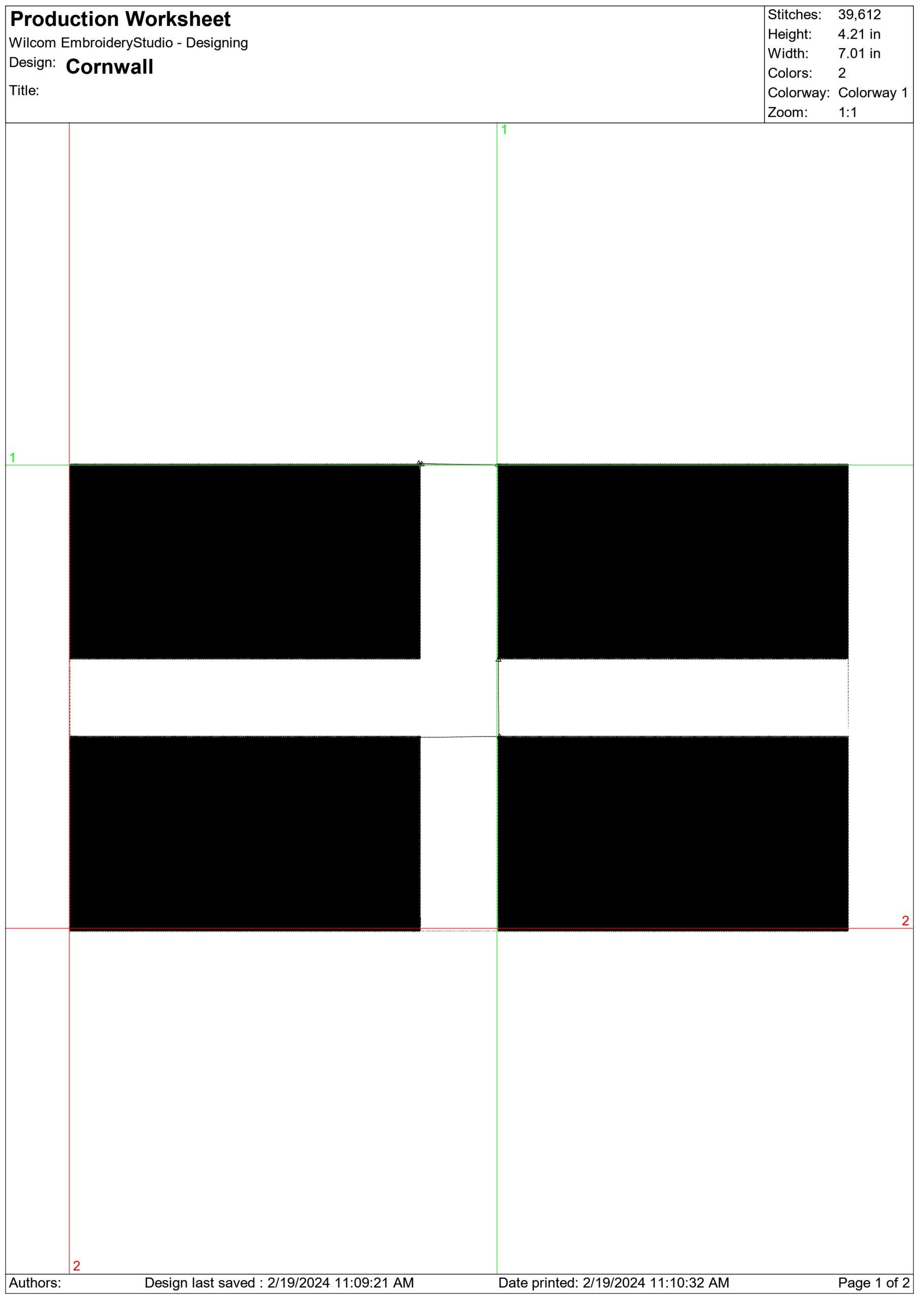 Cornwall Flag Black and White Embroidery Design - Instant Download — view 2