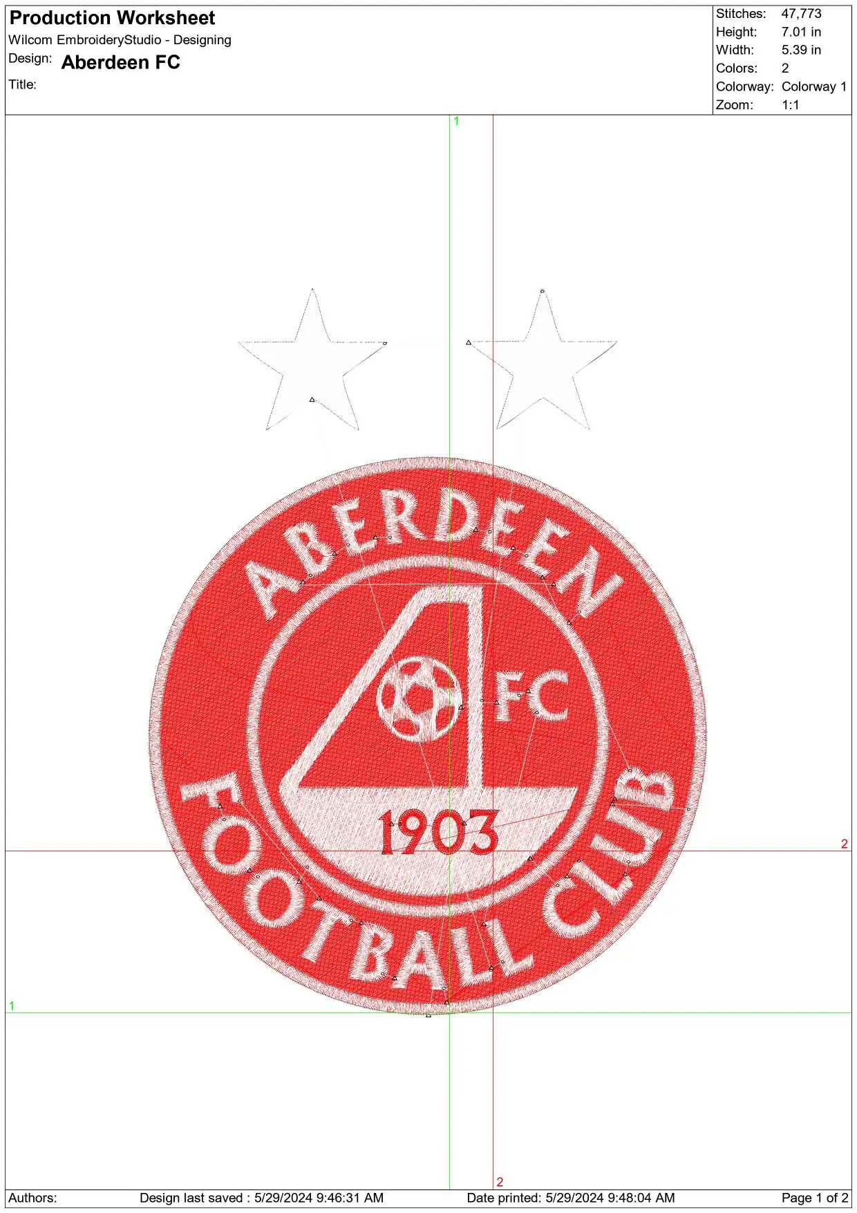 Aberdeen embroidery design - The Red and White design machine pattern embroidery file instant download in a frame — view 2