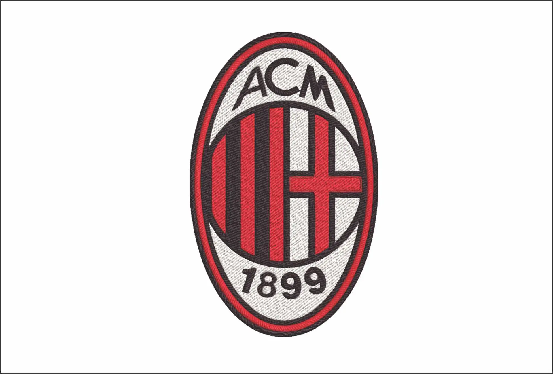 A C Milan embroidery design - One of Italy's greatest football teams The Red, Black and White design machine pattern embroidery file instant download in a frame