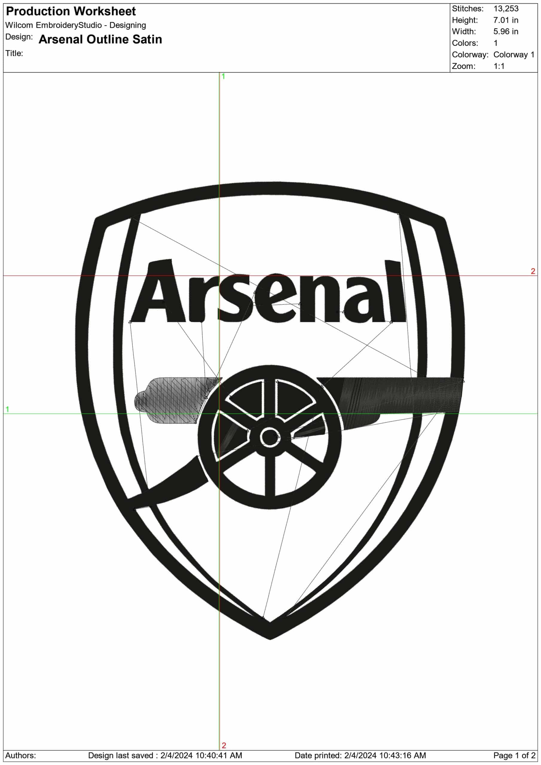 Arsenal Outline embroidery design - The Gunners design machine pattern Baby toddler embroidery file instant download in a frame — view 2
