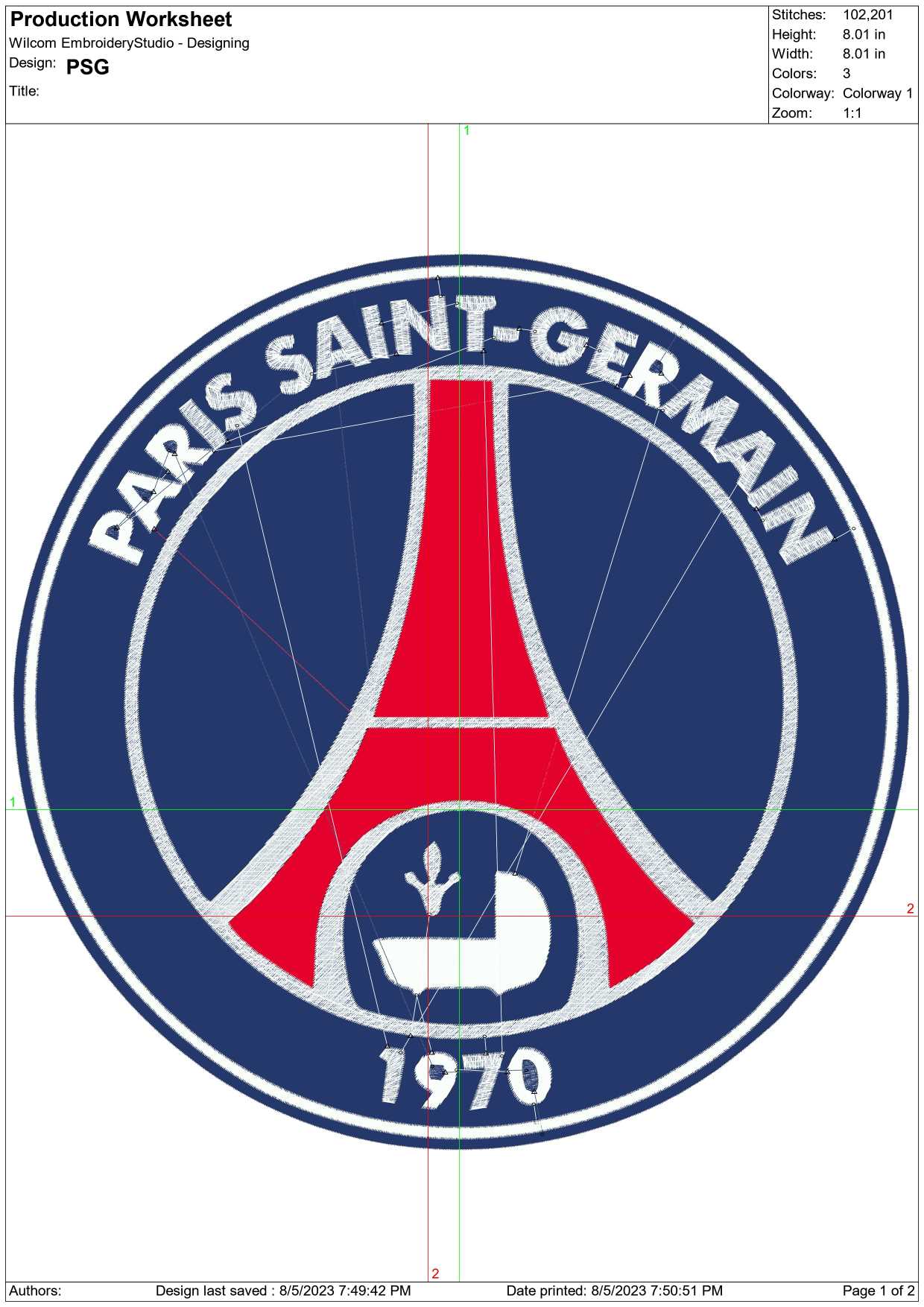 Paris Saint Germain PSG embroidery design - France's greatest football teams The Blue and White PSG design machine pattern embroidery file instant download in a frame — view 3