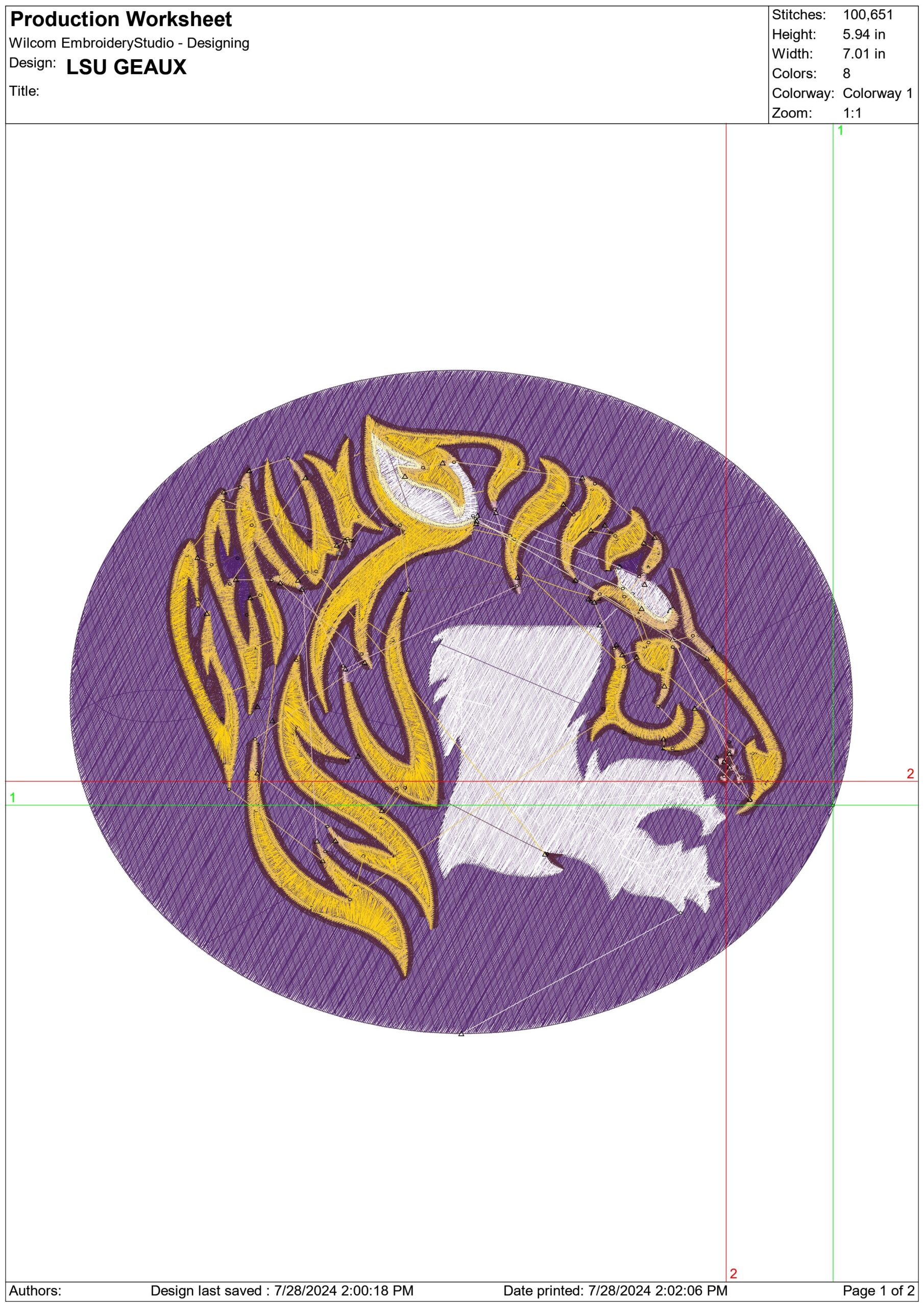 LSU Fighting Tigers Geaux embroidery design - Fighting Tigers Logo - Louisiana State University  Logo  embroidery machine  pattern embroidery file - instant download in a frame — view 2