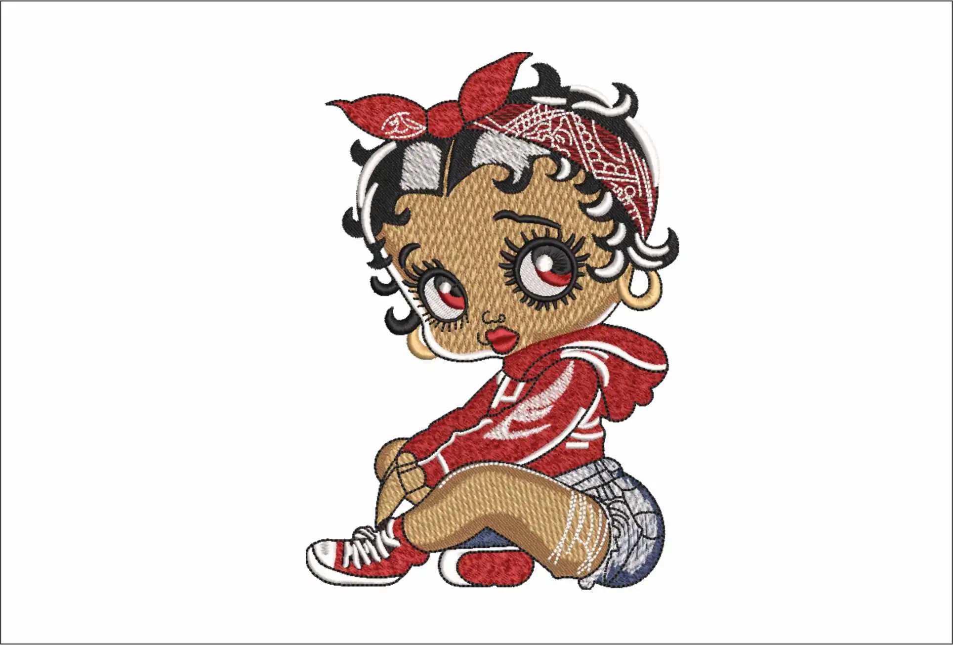 Betty Boop sitting embroidery design - 1930's Female icon that's famous for Sass and Short shirts, Betty Boop Sitting pattern embroidery file - instant download in a frame