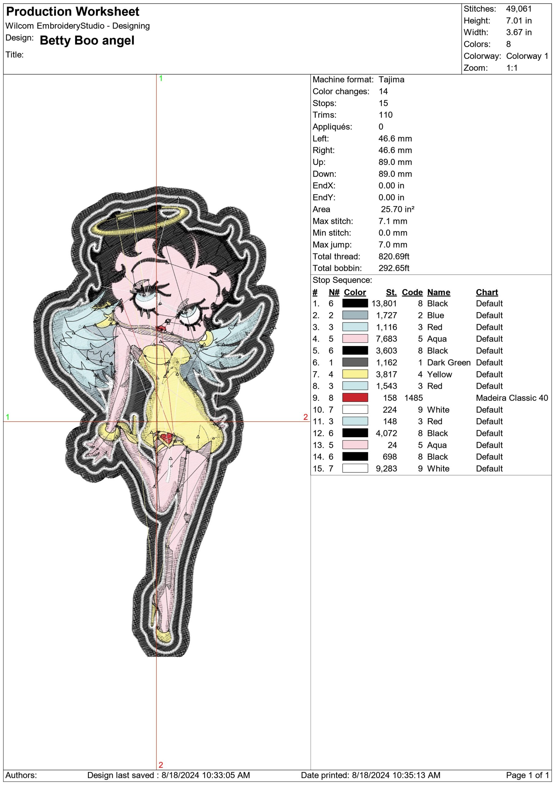 Betty Boop Angel embroidery design - 1930's Female icon that's famous for Sass and Short shirts, Betty Boop Angel embroidery file - instant download — view 2