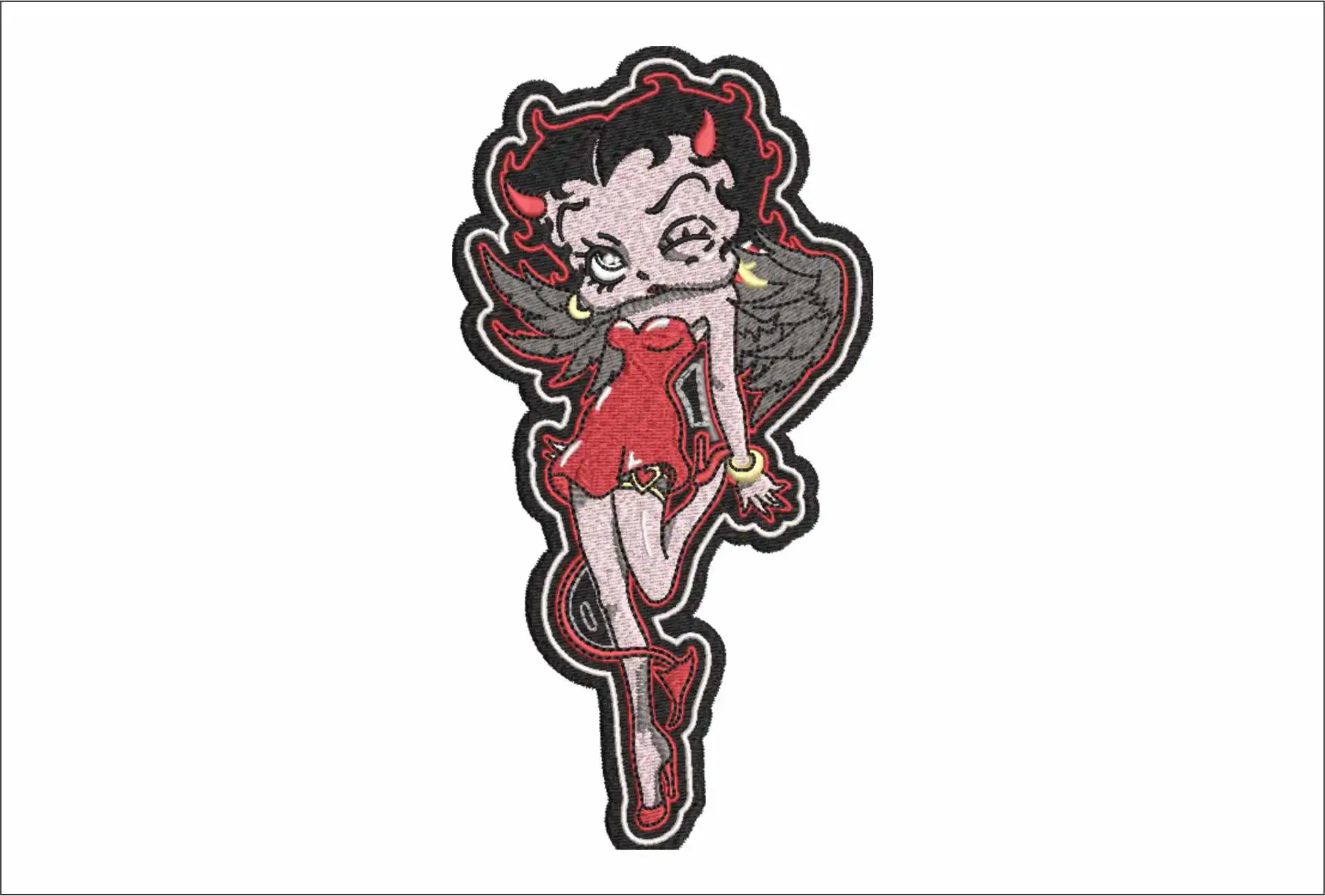 Betty Boop Devil embroidery design - 1930's Female icon that's famous for Sass and Short shirts, Betty Boop Devil embroidery file - instant download