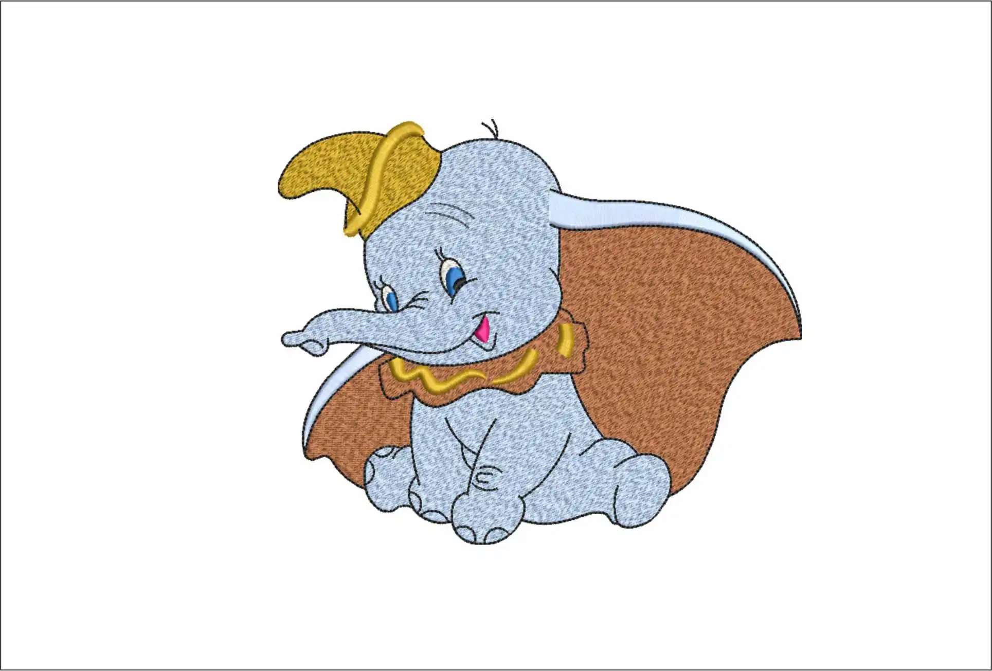 Dumbo embroidery design - 1the adorable elephant with oversized ears, Dumbo embroidery file - instant download in a frame