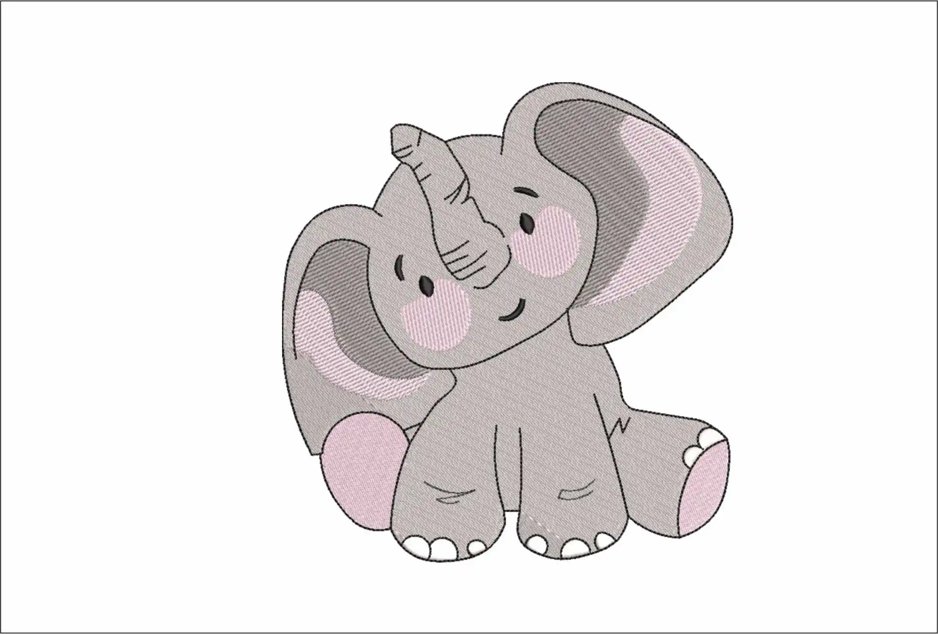 Baby Elephant embroidery design - Elle embroidery design machine pattern - Baby toddler Infant embroidery file instant download in a frame