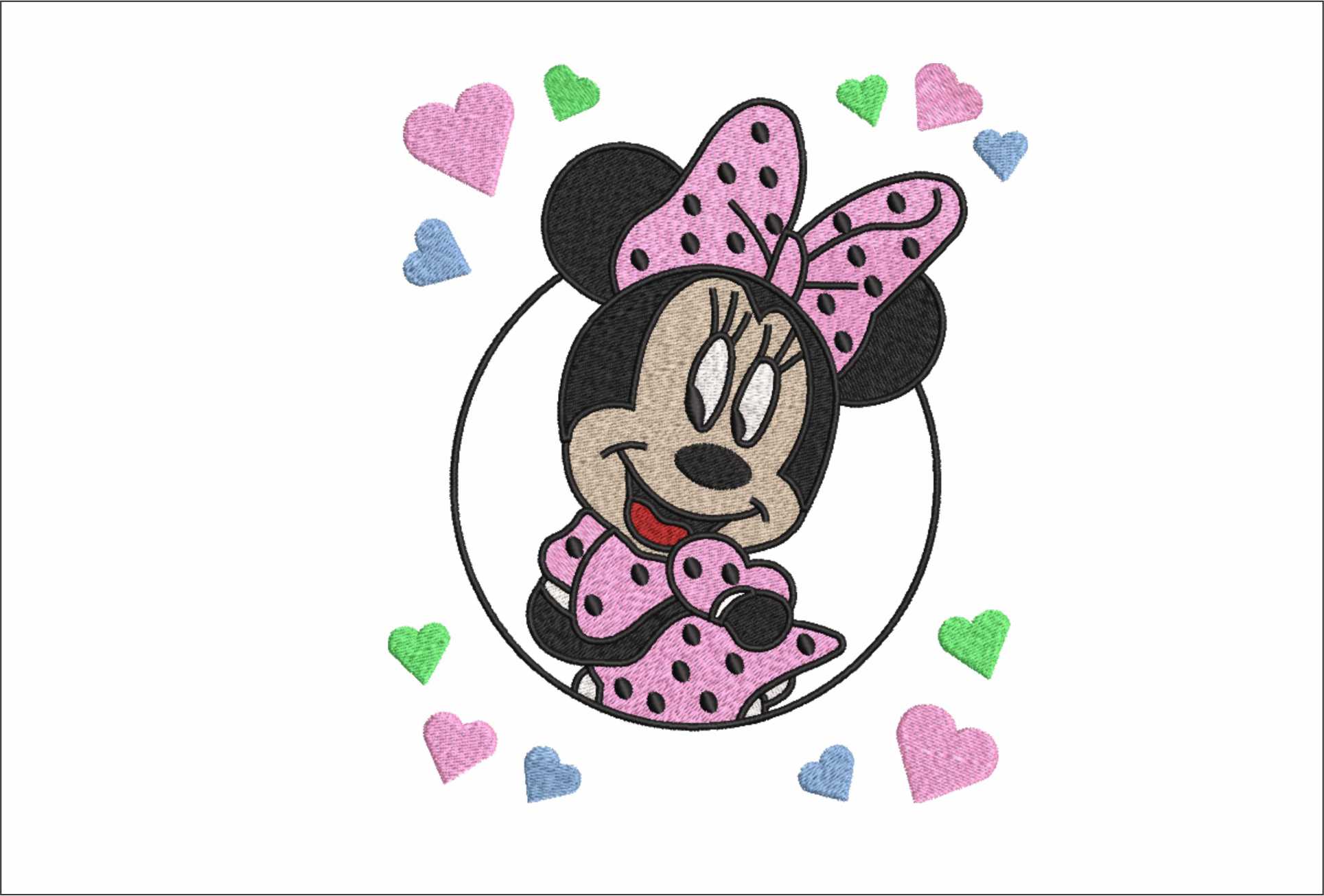 Minnie Mouse Hearts embroidery design - embroidery file - instant download in a frame — view 2