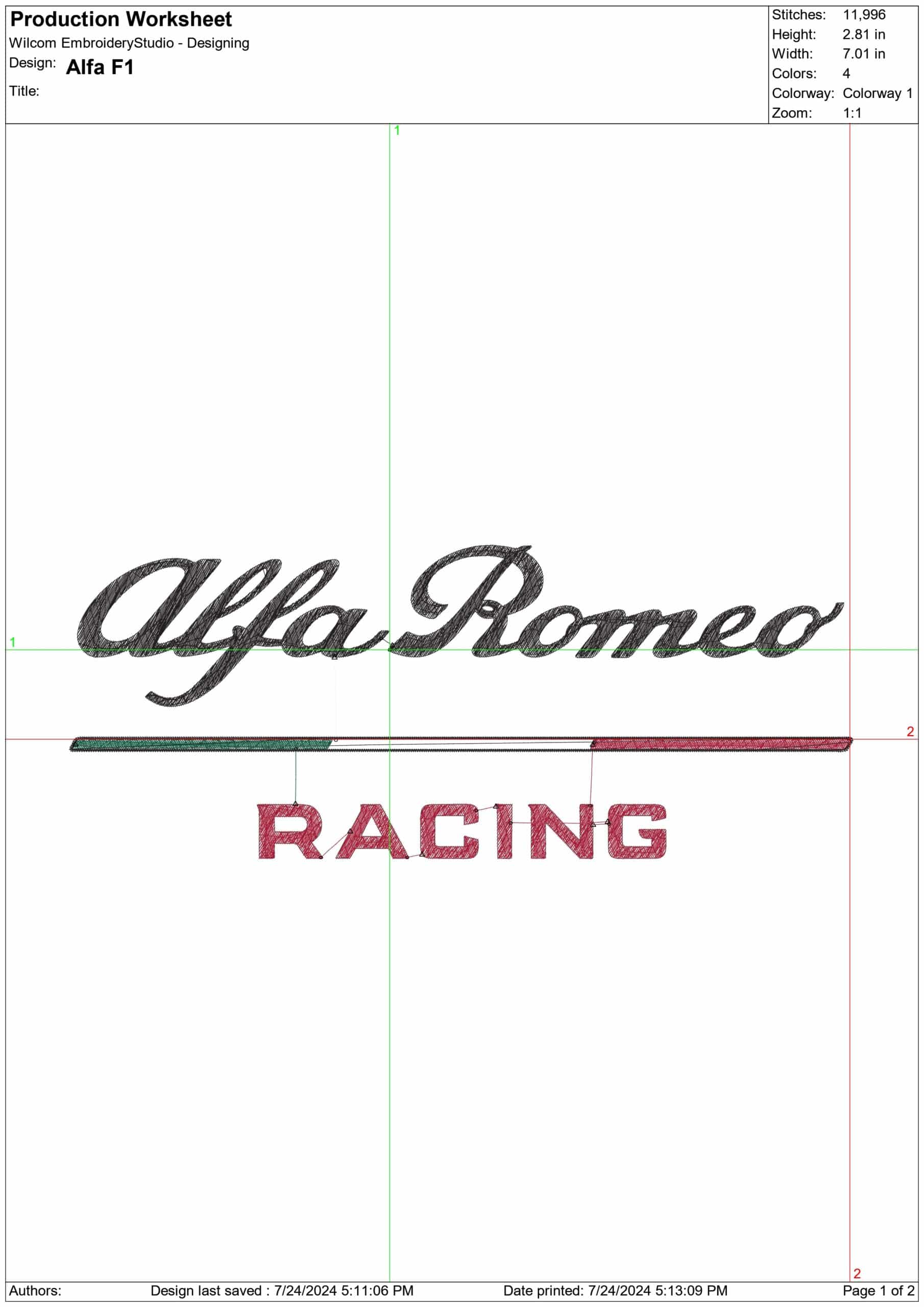 Alfa Romeo F1 embroidery design - Alfa design machine pattern Formula Company embroidery file instant download — view 2