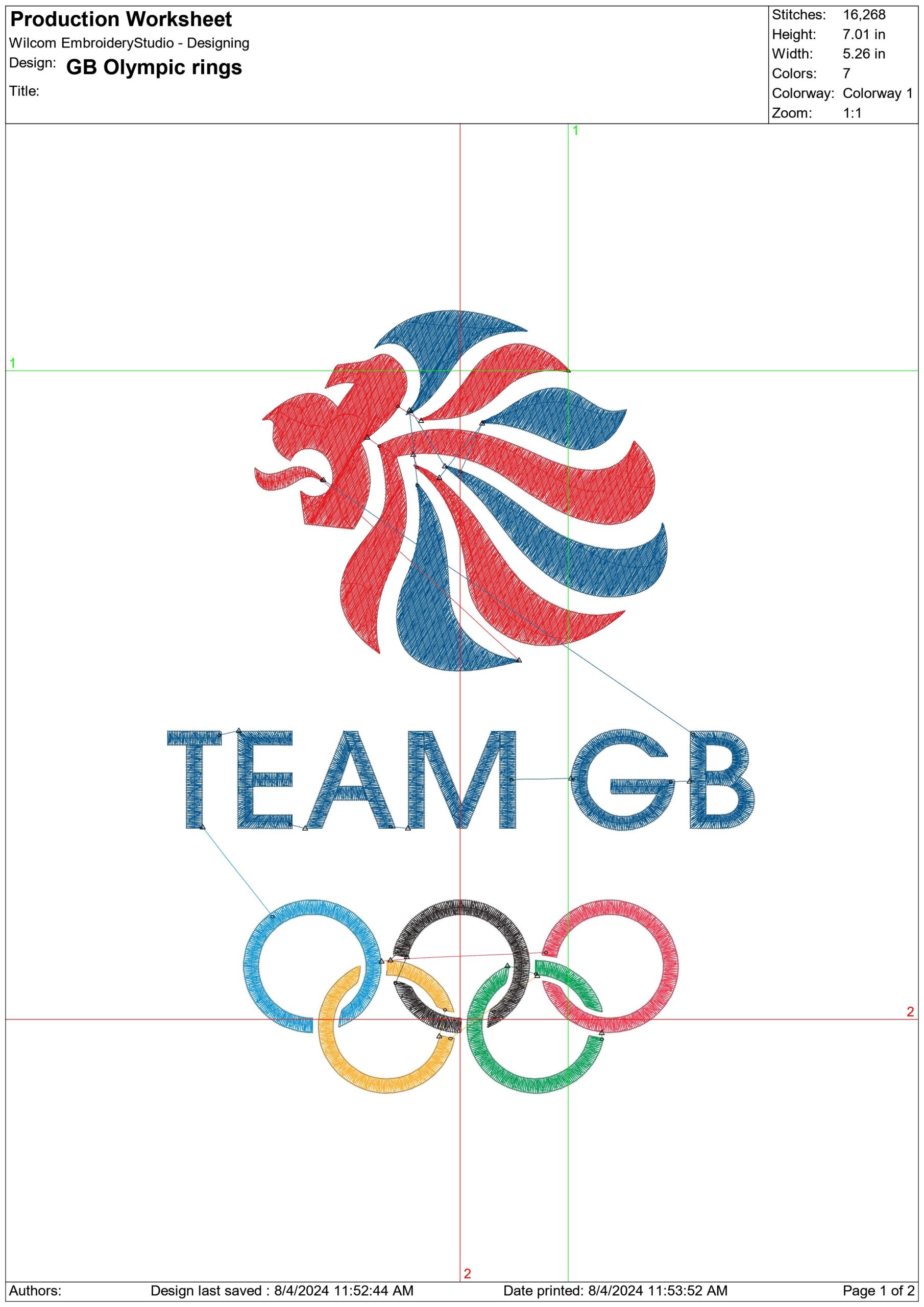Team GB Lion and Olympic rings since embroidery design - Paris 2024 - Olympic committee  Logo  embroidery machine  pattern embroidery file - instant download — view 2