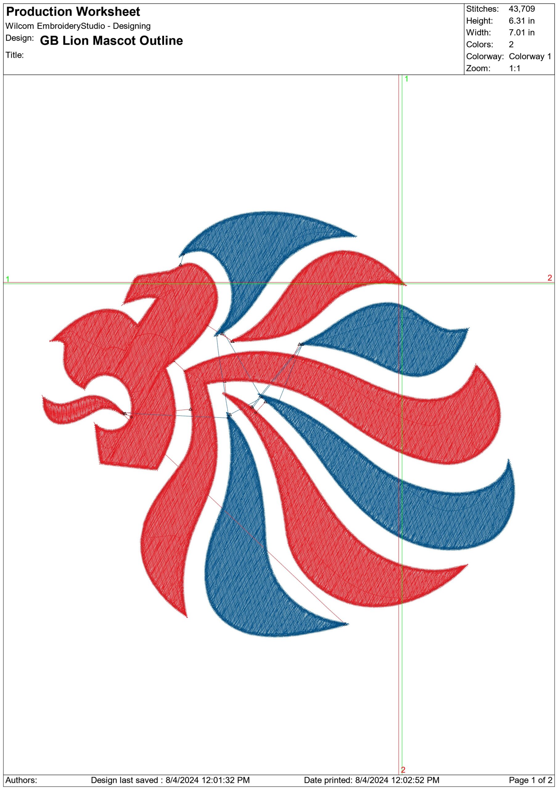 Team GB Lion Outlined embroidery design - Paris 2024 - Olympic committee  Logo  embroidery machine  pattern embroidery file - instant download — view 2