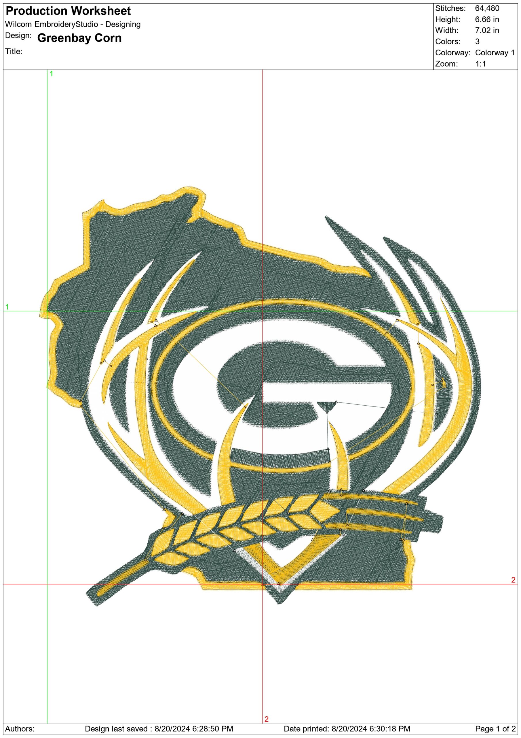 Green Bay Packers Corn NFL embroidery design -Lambeau Field Green Bay Wisconsin Stadium men's football embroidery machine pattern embroidery file - instant download — view 2
