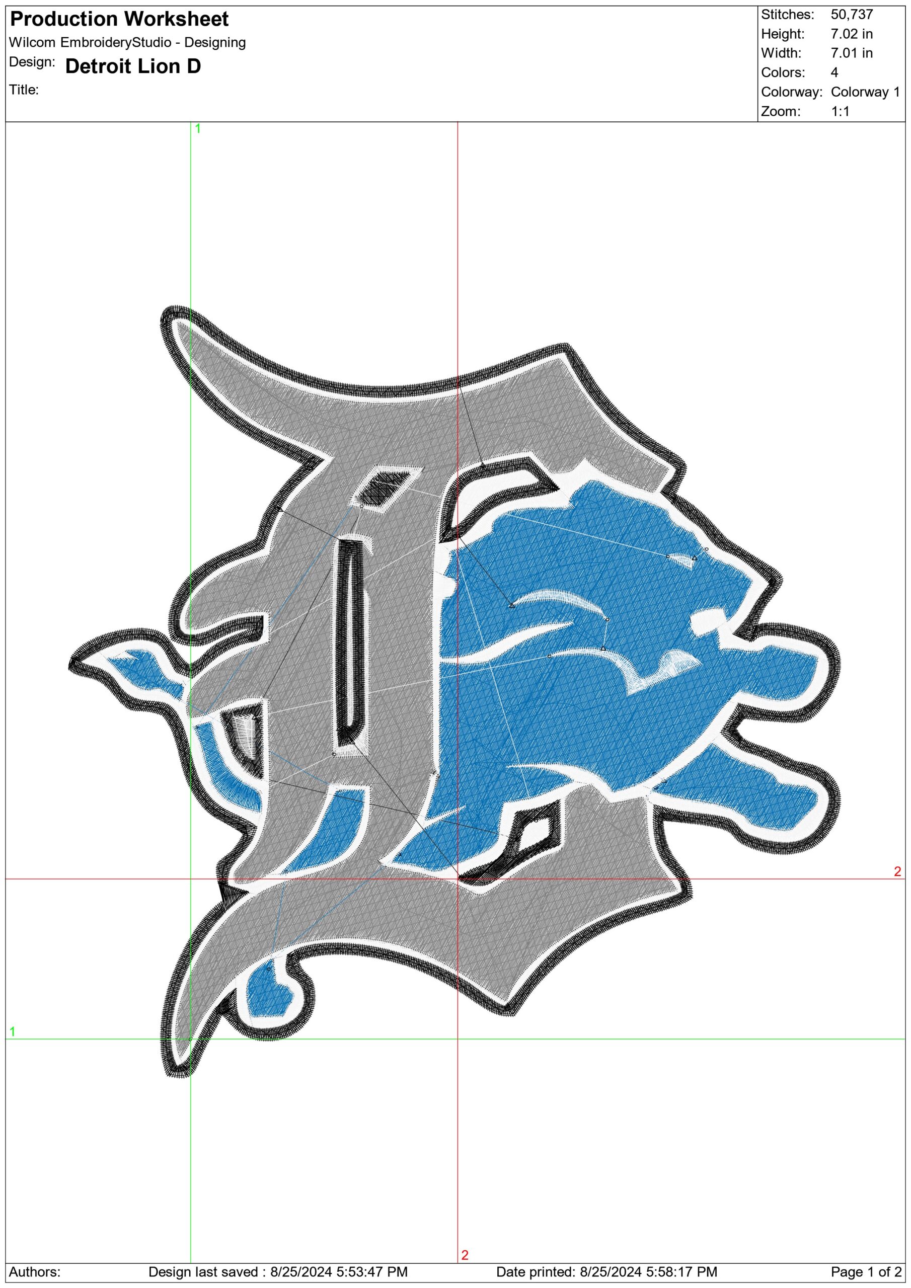 Detroit Lions D NFL embroidery design -Ford Field Detroit Michigan Stadium men's football embroidery machine pattern embroidery file - instant download — view 2