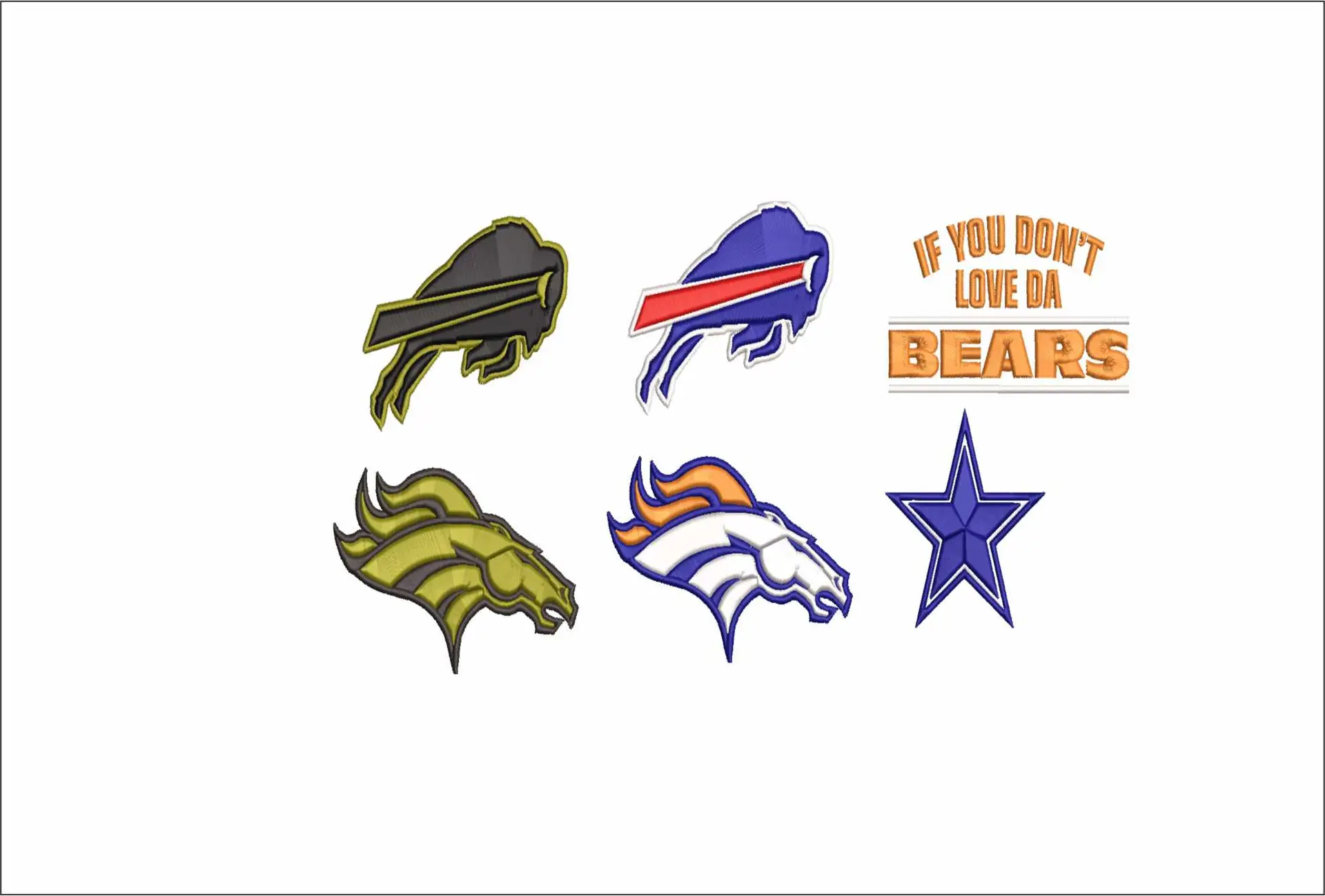 30 National Football League NFL Logos embroidery design - 30 total 2 inch designs of the logos for the NFL - Unique opportunity for multiple design in one place — view 6