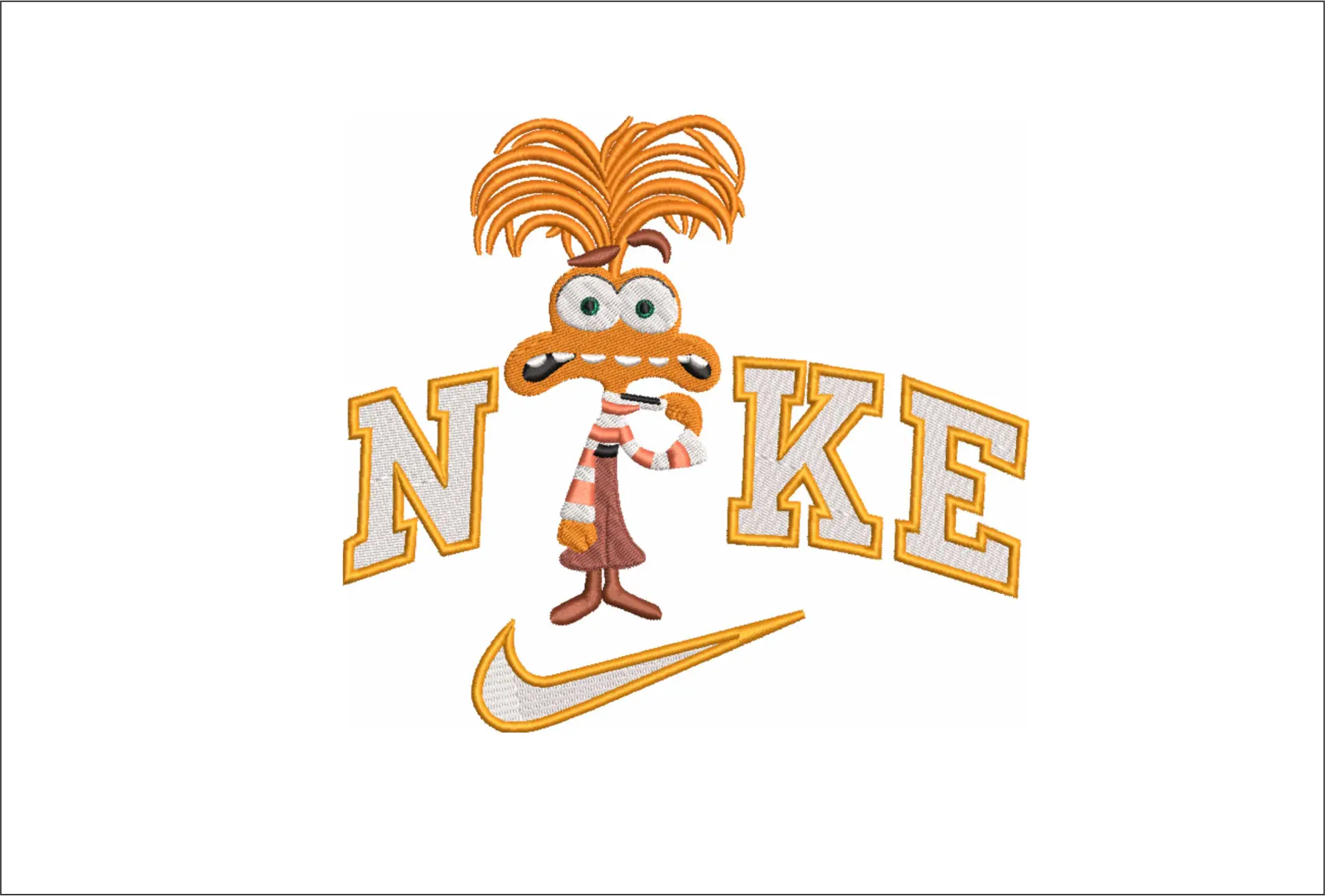 Nike Inside Out Anxiety - Disney Films embroidery design - embroidery file - instant download in a frame