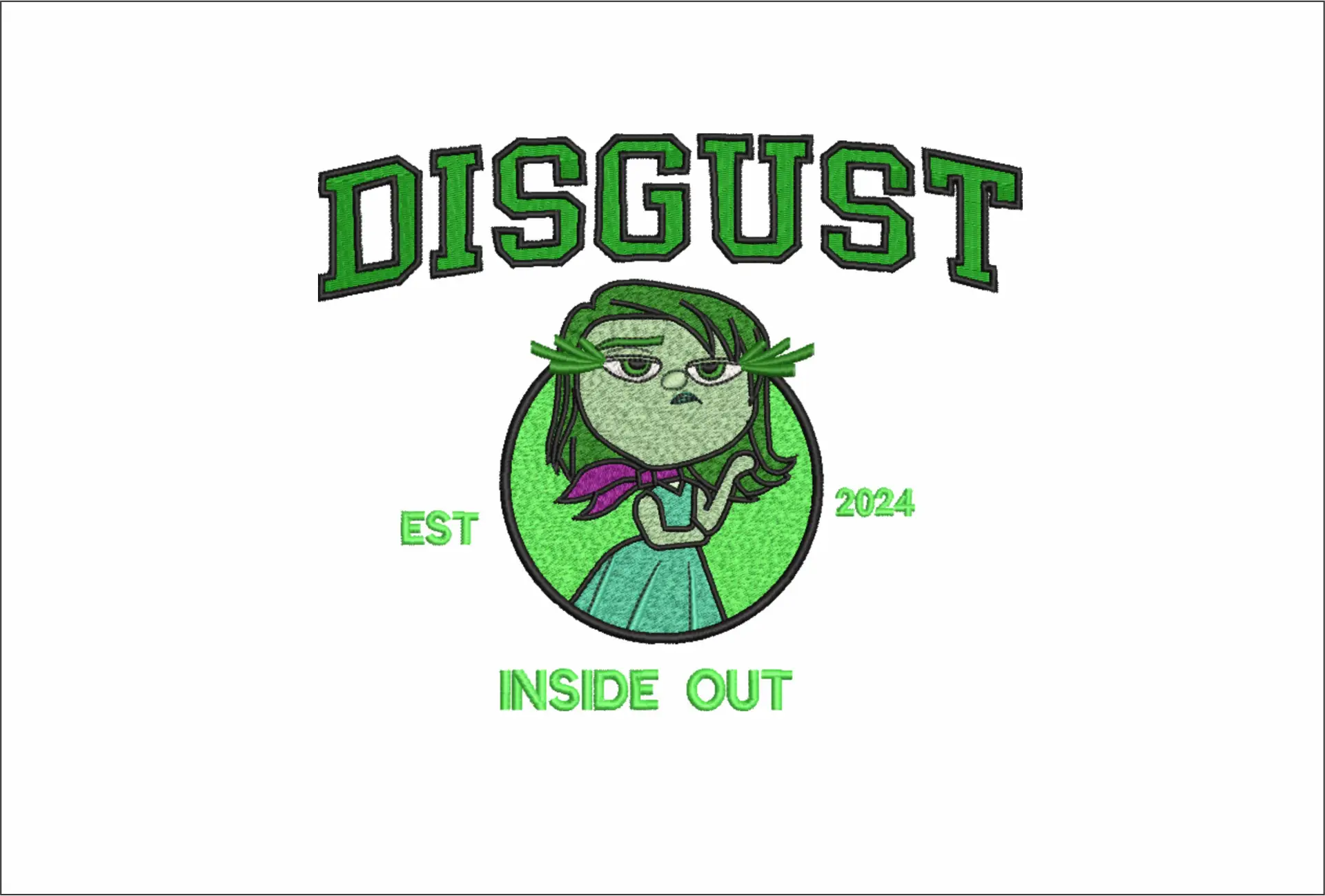 Inside Out Disgust Emblem - Disney Films embroidery design - embroidery file - instant download in a frame