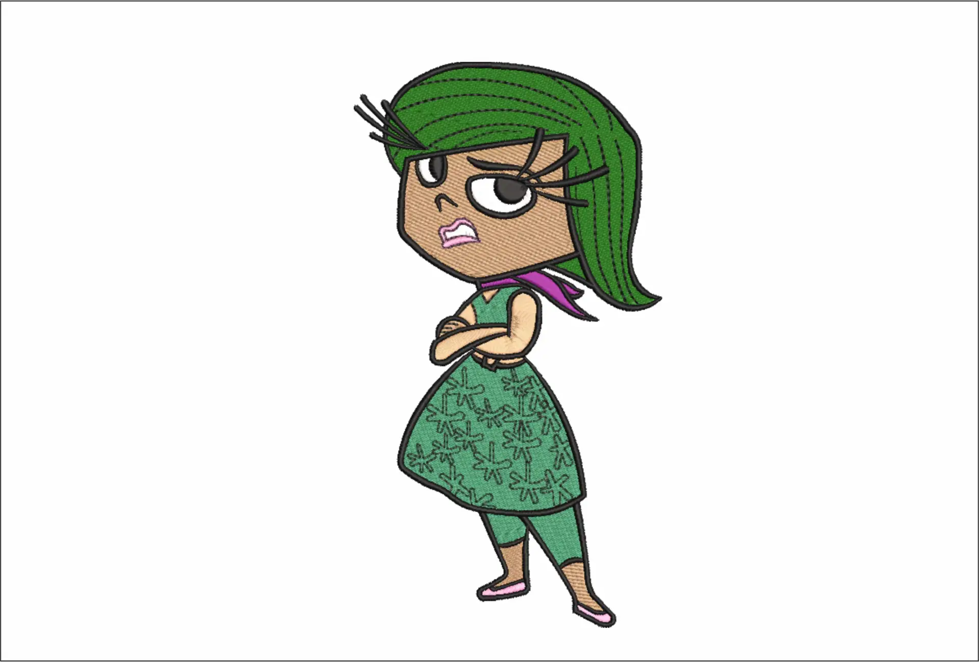 Inside Out Disgust - Disney Films embroidery design - embroidery file - instant download in a frame