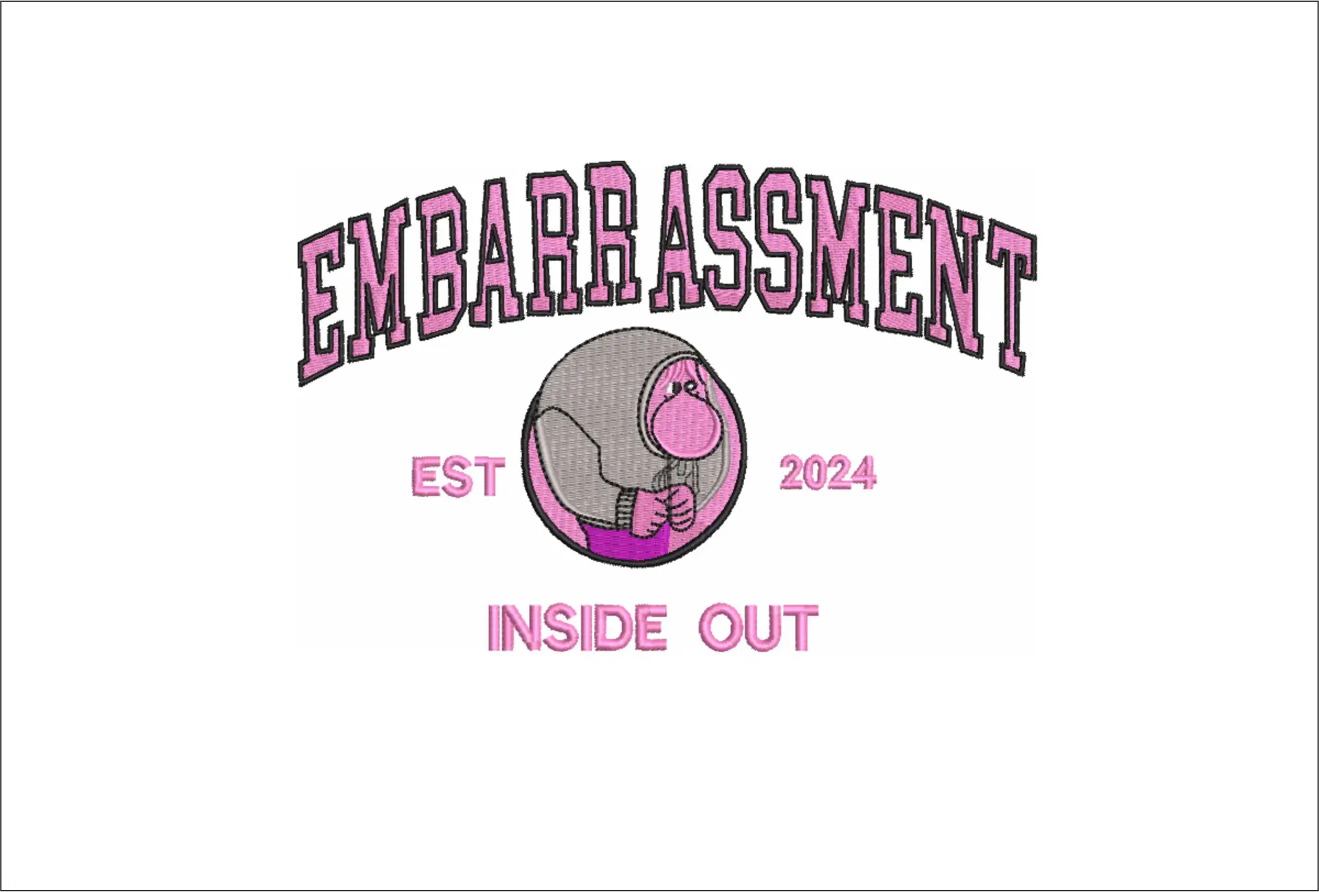 Inside Out Embarrassment Emblem - Disney Films embroidery design - embroidery file - instant download in a frame
