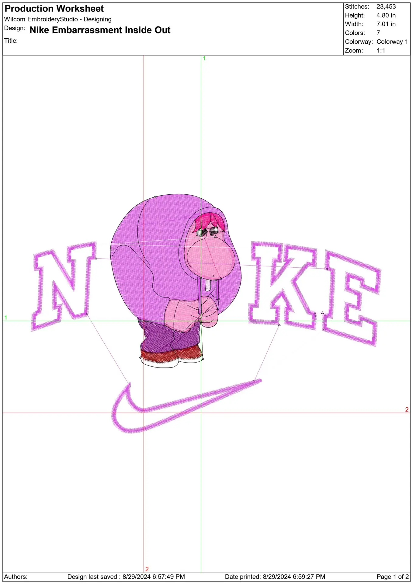 Nike Inside Out Embarrassment - Disney Films embroidery design - embroidery file - instant download in a frame — view 2
