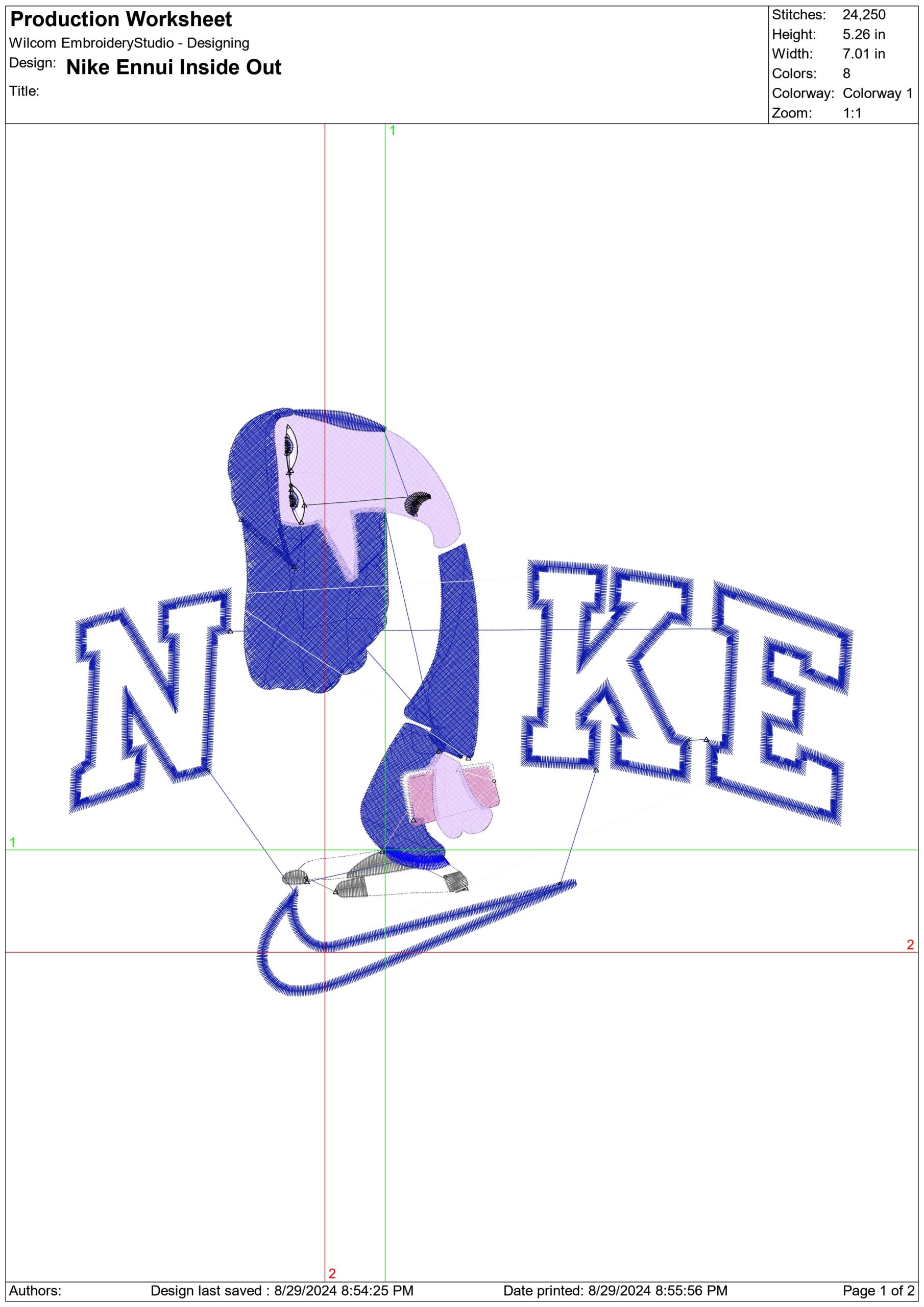 Nike Inside Out Ennui - Disney Films embroidery design - embroidery file - instant download in a frame — view 2